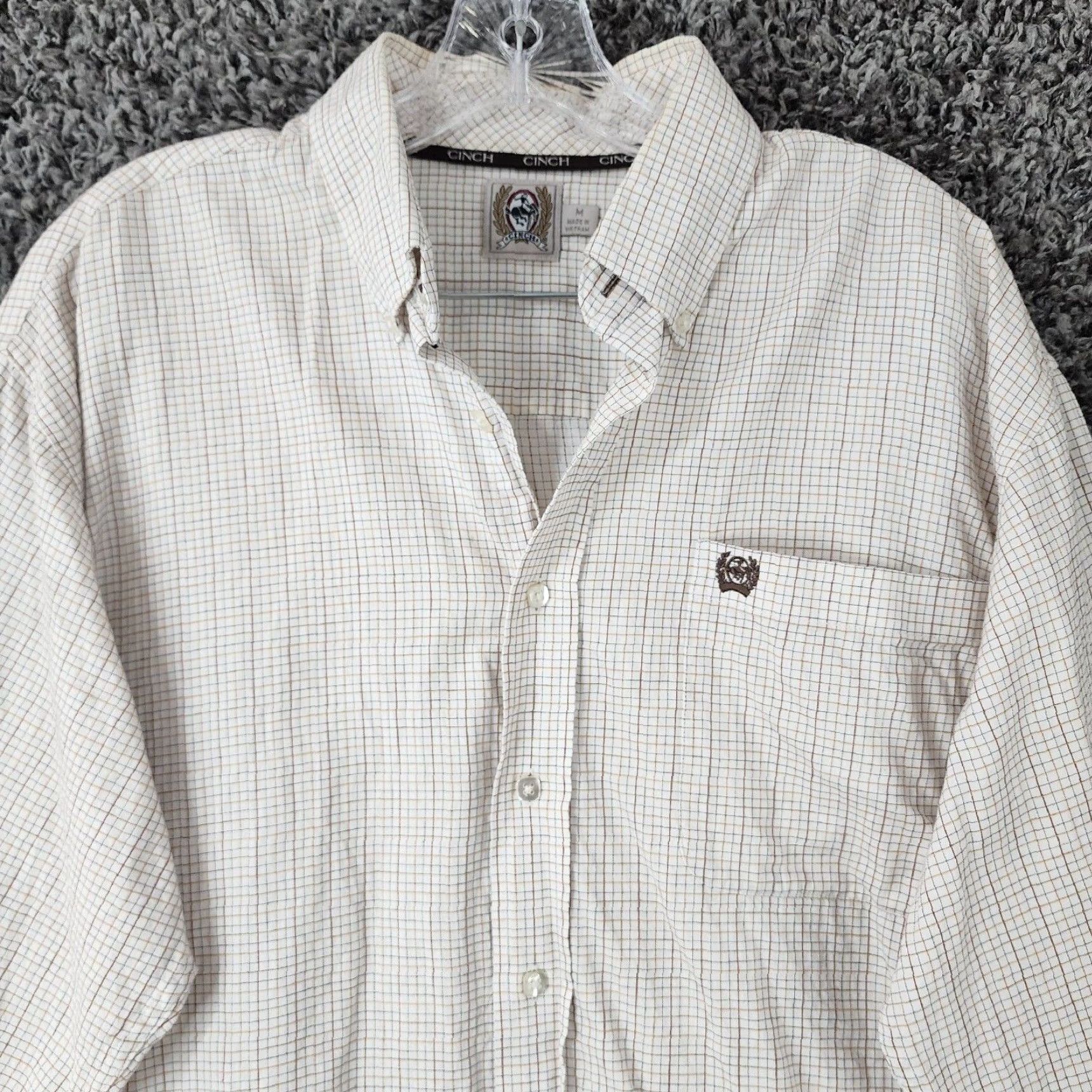 Vintage Cinch Beige Plaid Long Sleeve Button-Up Shirt Adult Medium Mens Size US M / EU 48-50 / 2 - 3 Thumbnail