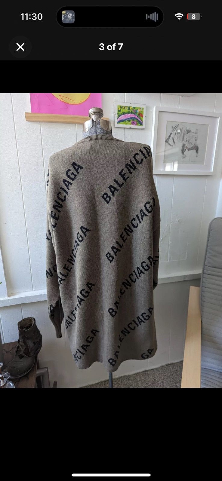 Balenciaga Balenciaga All Over Logo Sweater Size US S / EU 44-46 / 1 - 3 Thumbnail