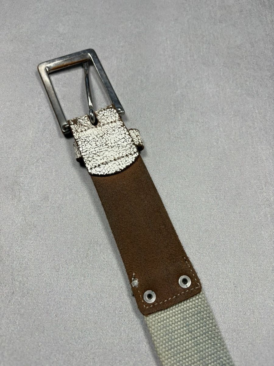 Miss Sixty Miss Sixty Italy Distressed Crackle Leather Canvas Belt Y2K Size ONE SIZE - 11 Thumbnail