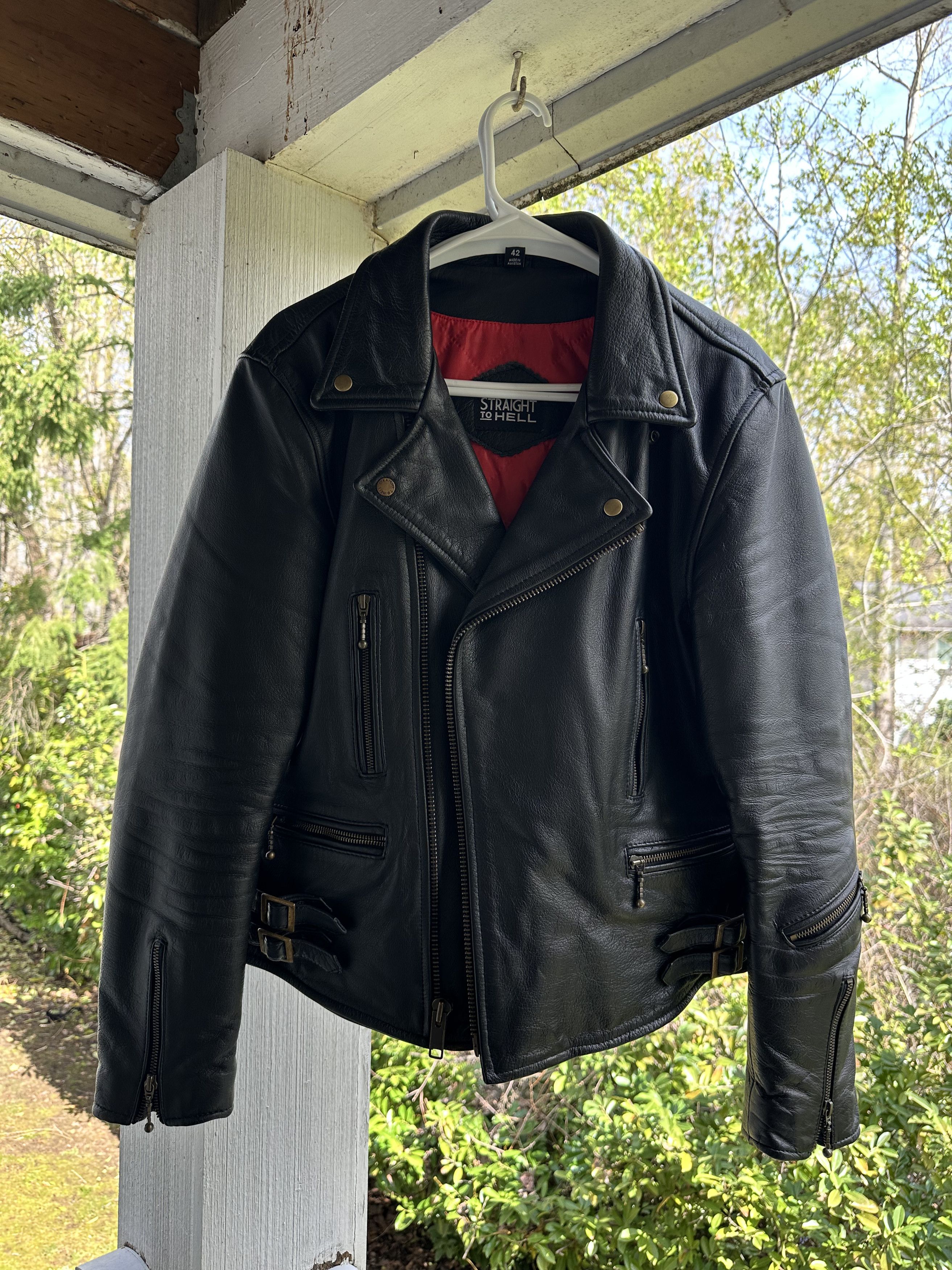image of Straight To Hell Defector Leather Jacket in Black, Men's (Size Large)