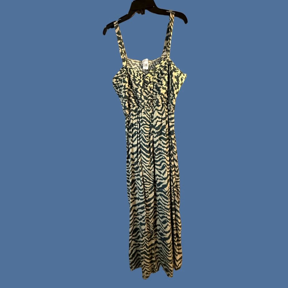 Soft Surroundings Soft Surroundings Dress Womens Large Green Animal Print Smocked Maxi Sundress Size L / US 10 / IT 46 - 1 Thumbnail