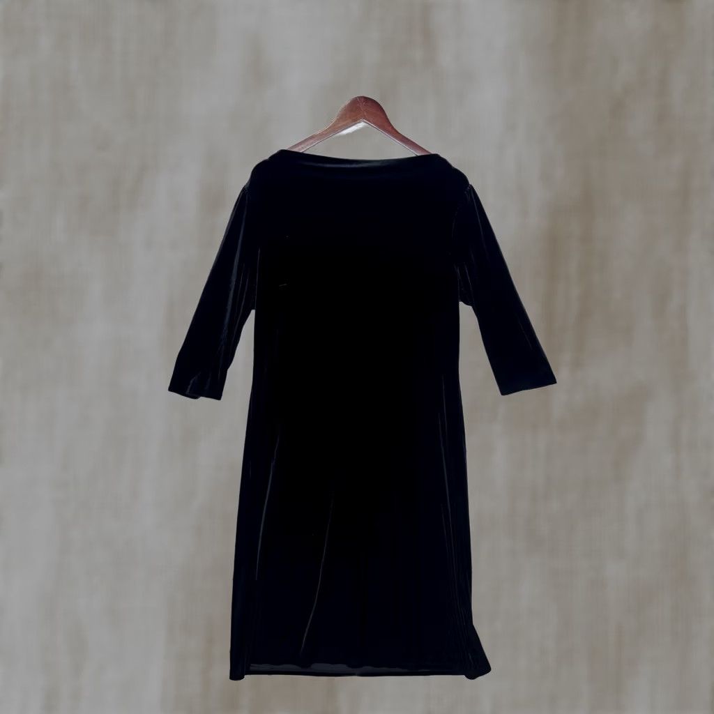 J. Jill J.Jill Black Velvet Midi Dress Boat Neck 3/4 Sleeve Stretch Casual, Party/Cocktail Womens M Size M / US 6-8 / IT 42-44 - 1 Thumbnail