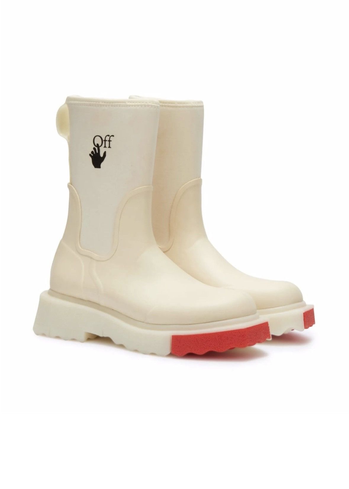 Off-White Off-White Wmns Logo Printed Rain Boot Ecru Size 36/6US Size US 6 / IT 36 - 1 Thumbnail