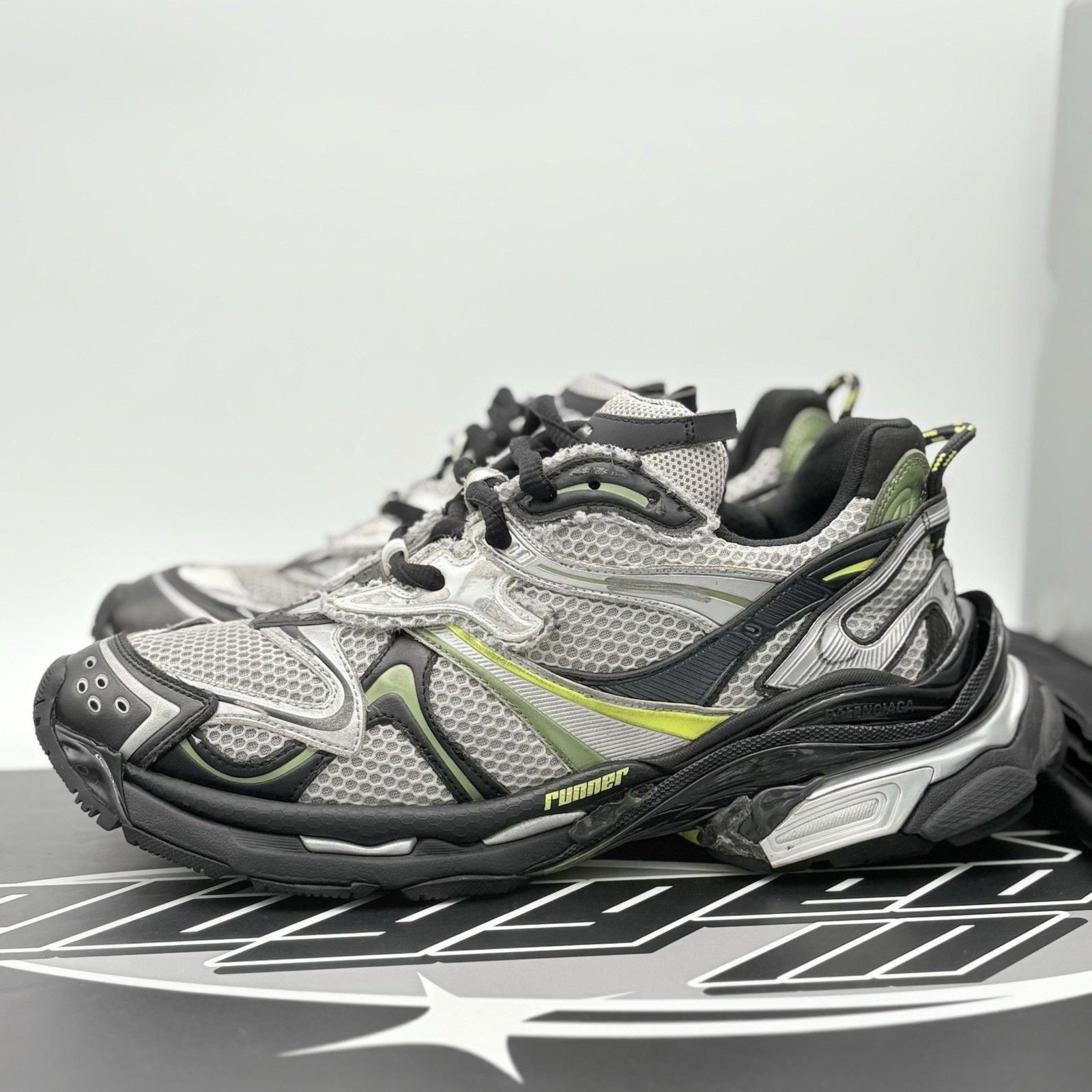 Balenciaga Balenciaga Runner 2.0 ' Silver Neon Yellow ' | SUPER CLEAN! Size US 13 / EU 46 - 1 Thumbnail