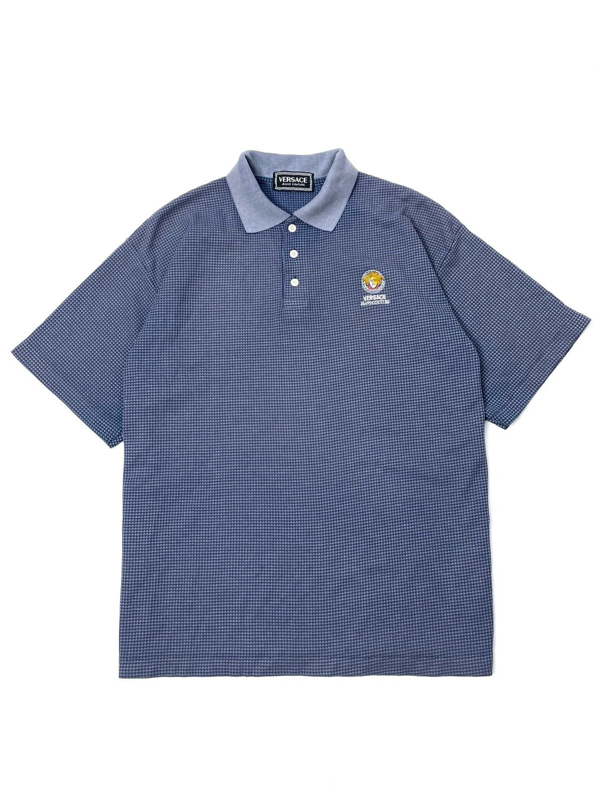 Versace Jeans Couture Vintage Versace Jeans Couture Medusa Logo Waffle Knit Polo Size US XL / EU 56 / 4 - 1 Thumbnail