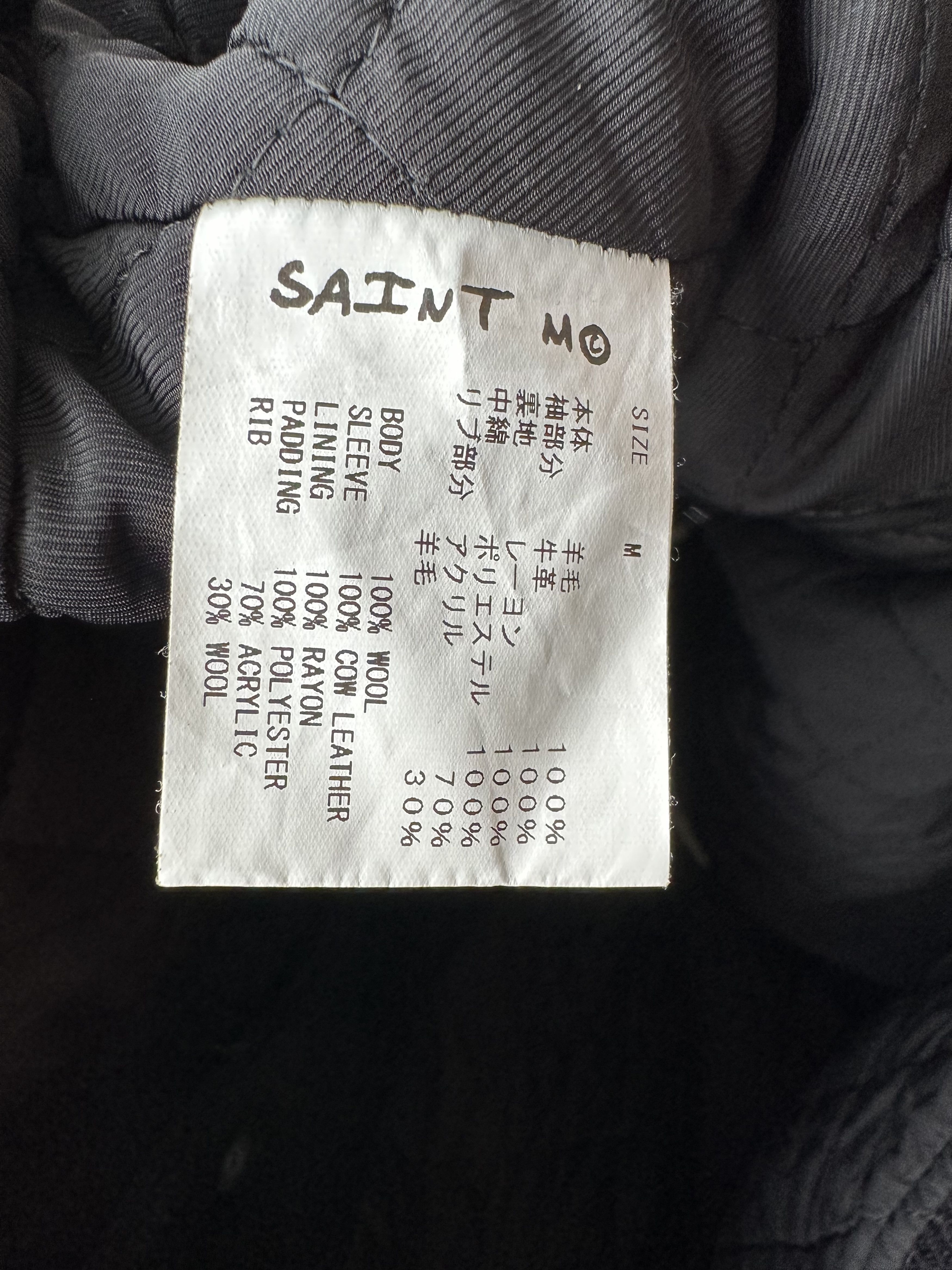 DENIM TEARS × Saint Michael Saint Michael Black & White Embroidered Varsity Jacket Size US M / EU 48-50 / 2 - 4 Thumbnail