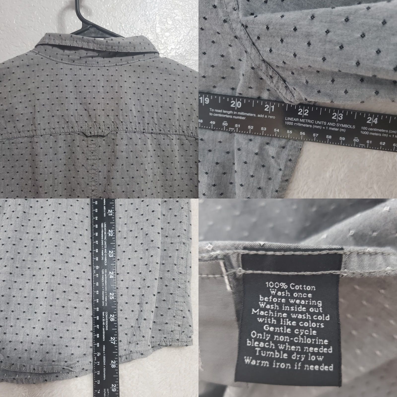 Vintage Rock & Republic Shirt Men L Gray Black Print Button Up Roll Tab Sleeve Casual Size US L / EU 52-54 / 3 - 8 Thumbnail