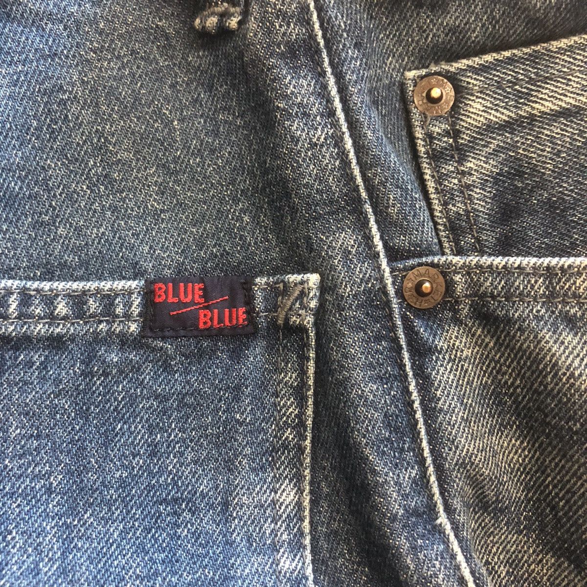 Blue Blue Japan × Japanese Brand × Market Blue Blue Japan Selvedge Wide Leg Baggy Jeans Size 29" - 9 Thumbnail