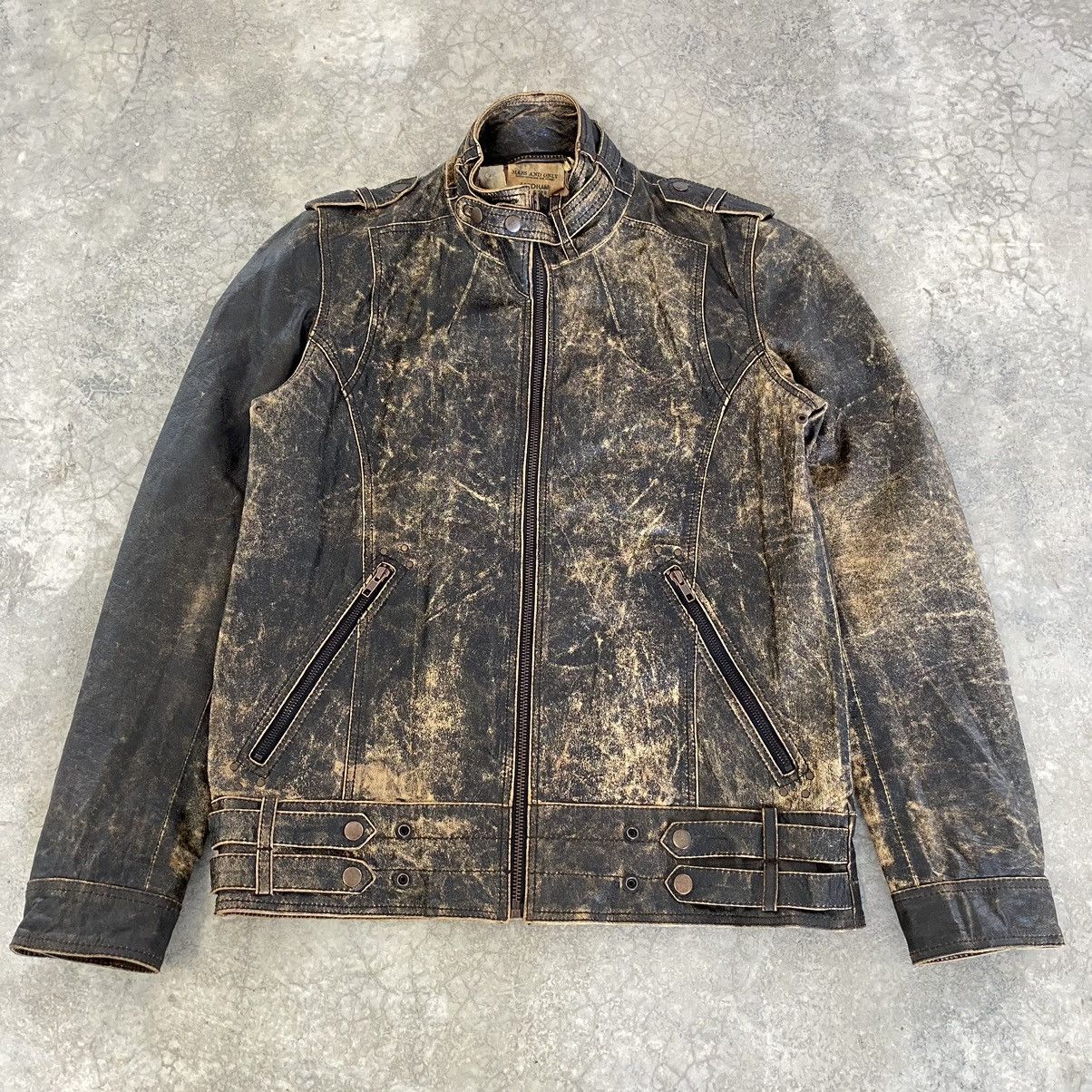 Leather Vintage Mass & Only Faded Patina Buffalo Leather Moto Jacket Size US M / EU 48-50 / 2 - 7 Thumbnail