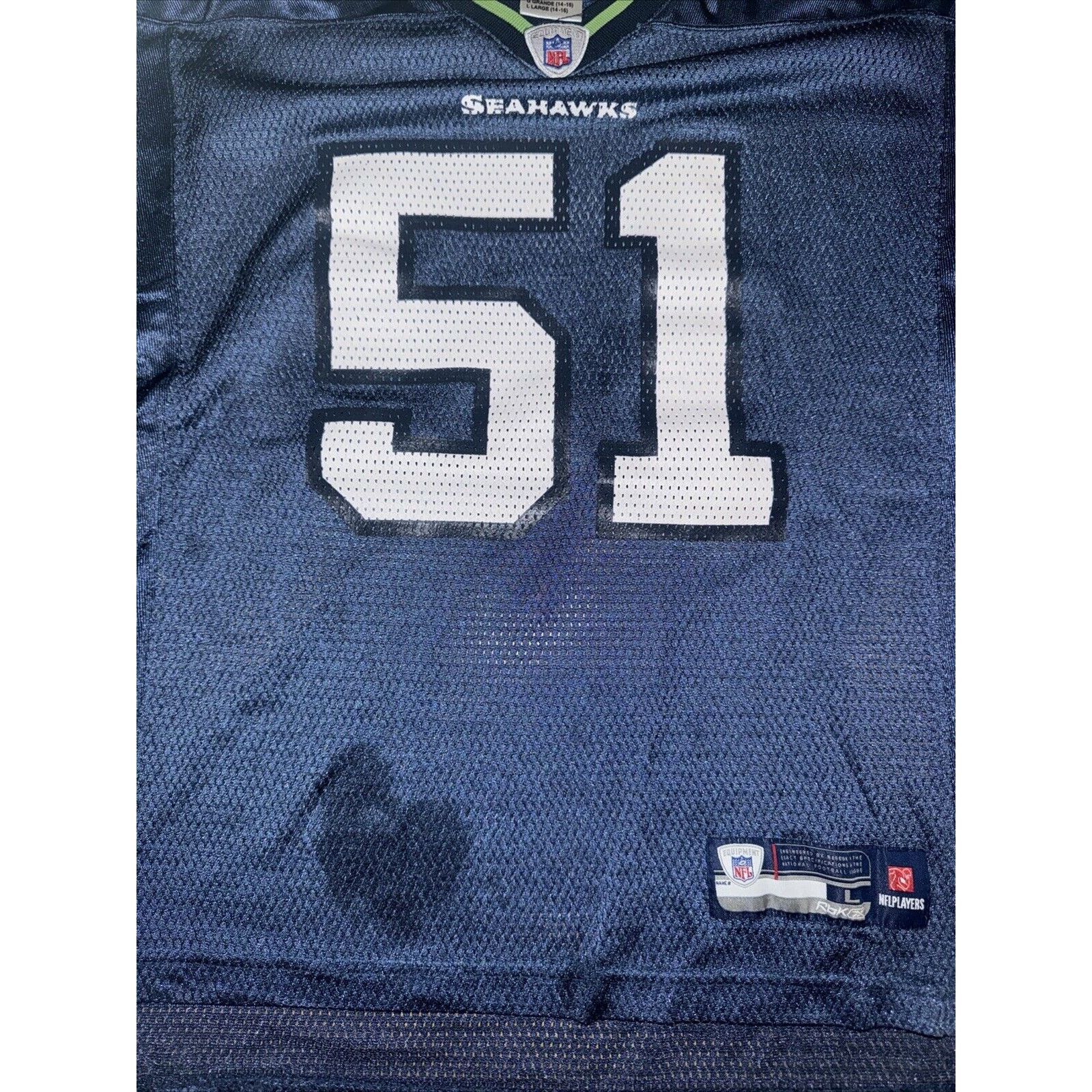 NFL × Reebok Youth L Seattle Seahawks Reebok Jersey Teal Blue #51 Tatupu Size US L / EU 52-54 / 3 - 2 Thumbnail