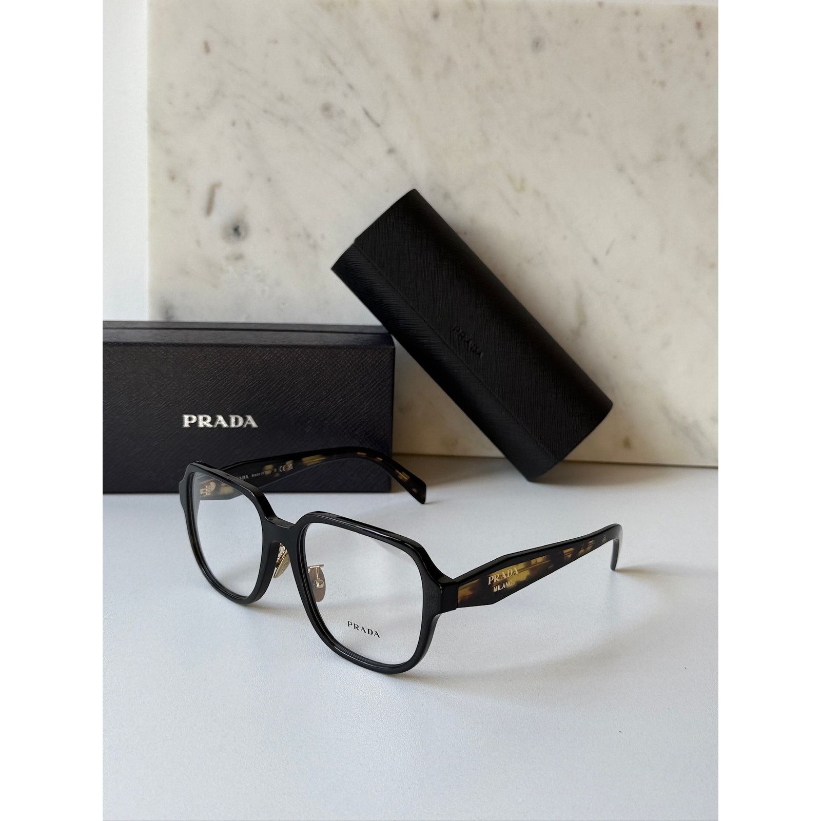 Prada NEW Prada PR B07VD Black Tortoise Eyeglasses Frames Size ONE SIZE - 3 Thumbnail
