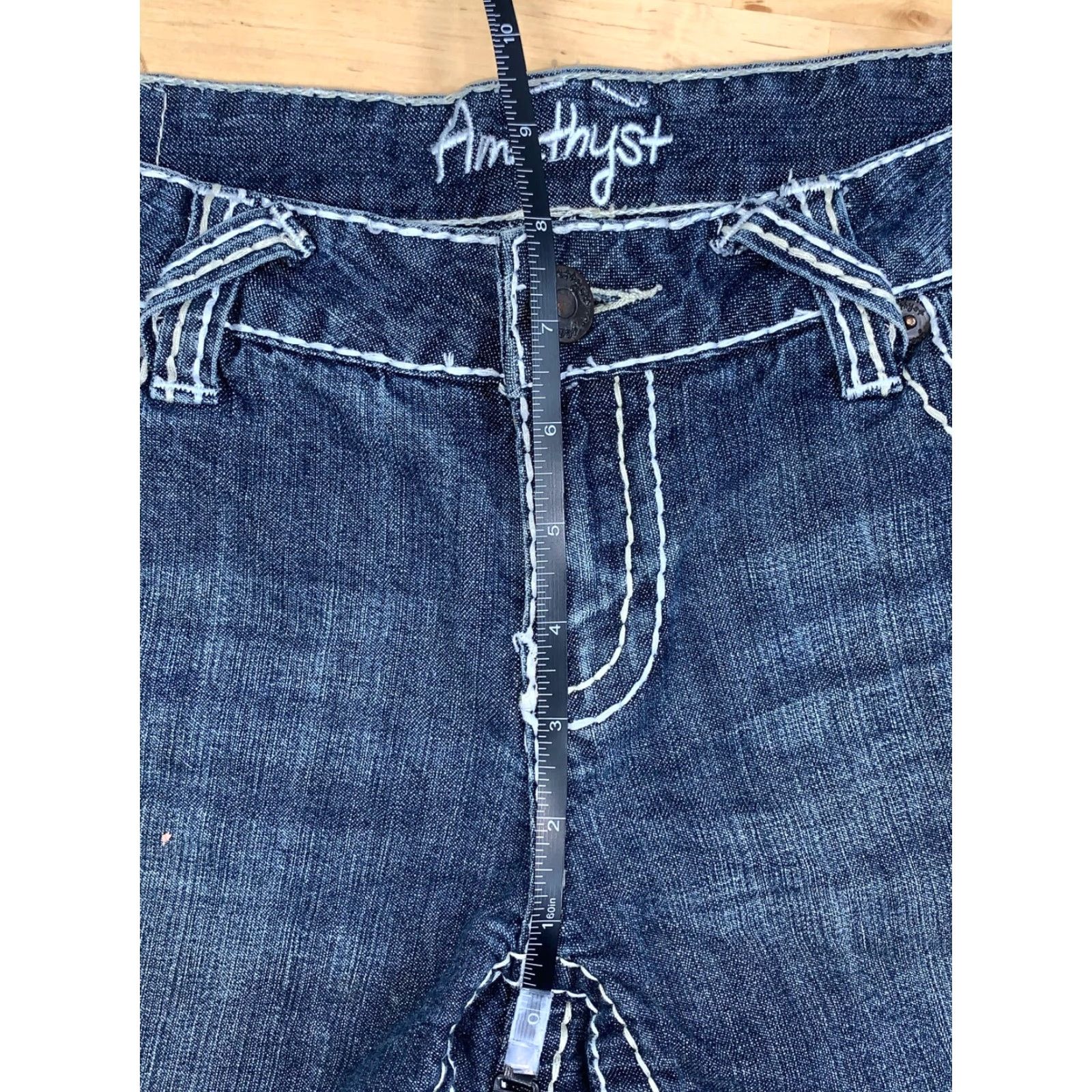 Vintage Amethyst Low Rise Cut Off Jean Shorts Juniors Size 9 Distressed #2527 Size 24" / US 00 / IT 34 - 6 Thumbnail