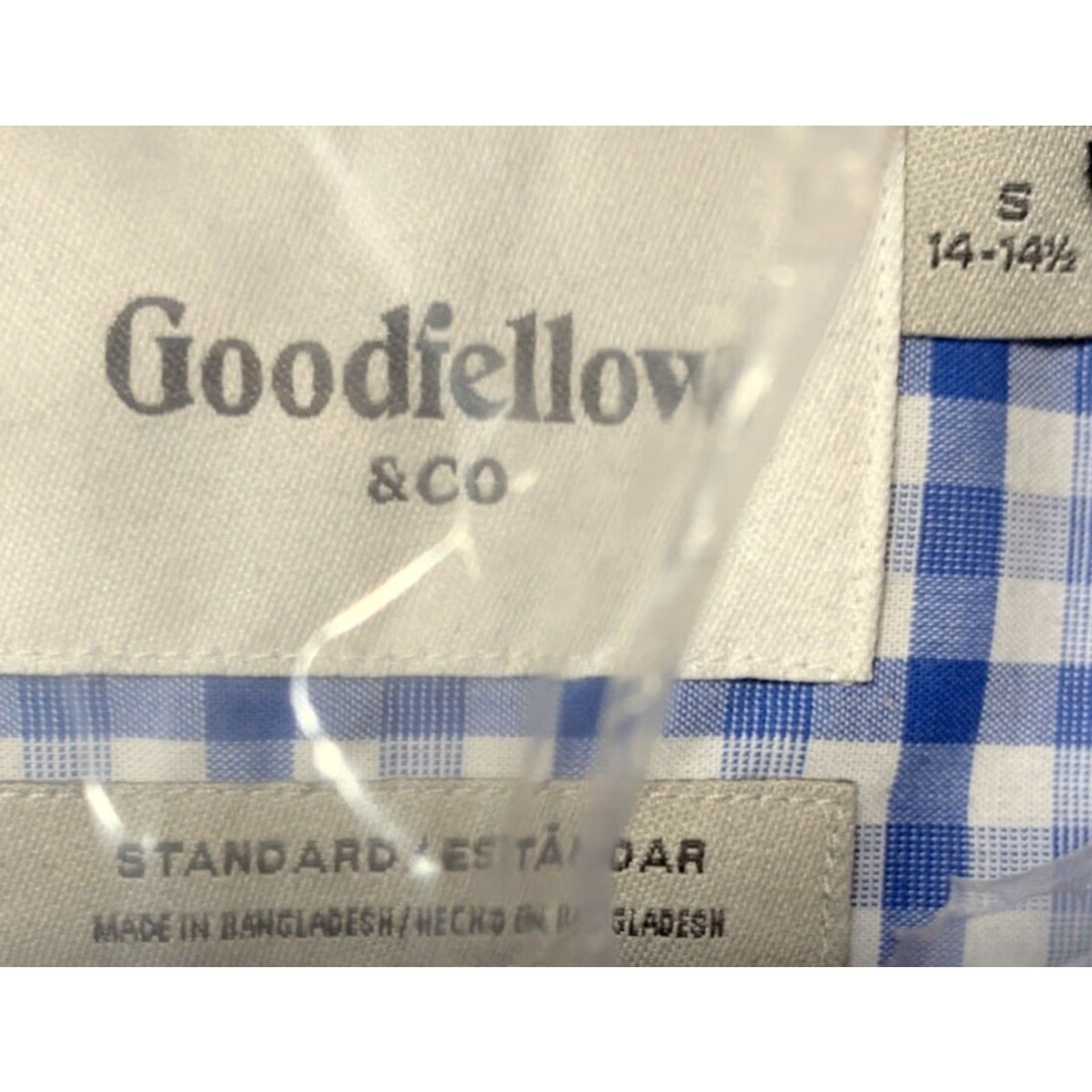 Vintage Goodfellow Shirt Men S Long Sleeve Button-Up Blue Plaid Non-Iron Stretch Dress Shirt Size 36R - 6 Thumbnail
