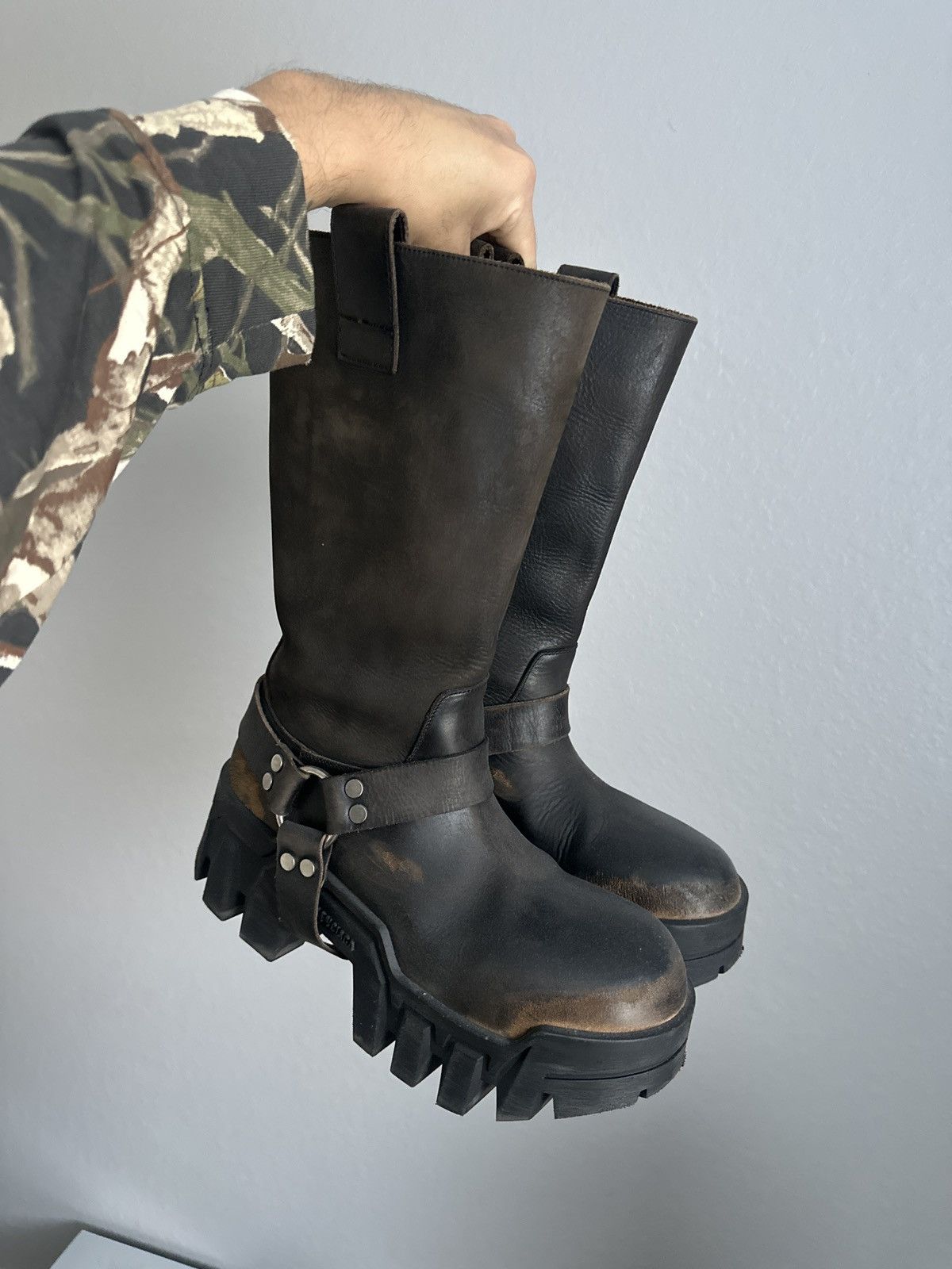 Balenciaga Balenciaga Worn Out Bulldozer Harness Boots | Grailed