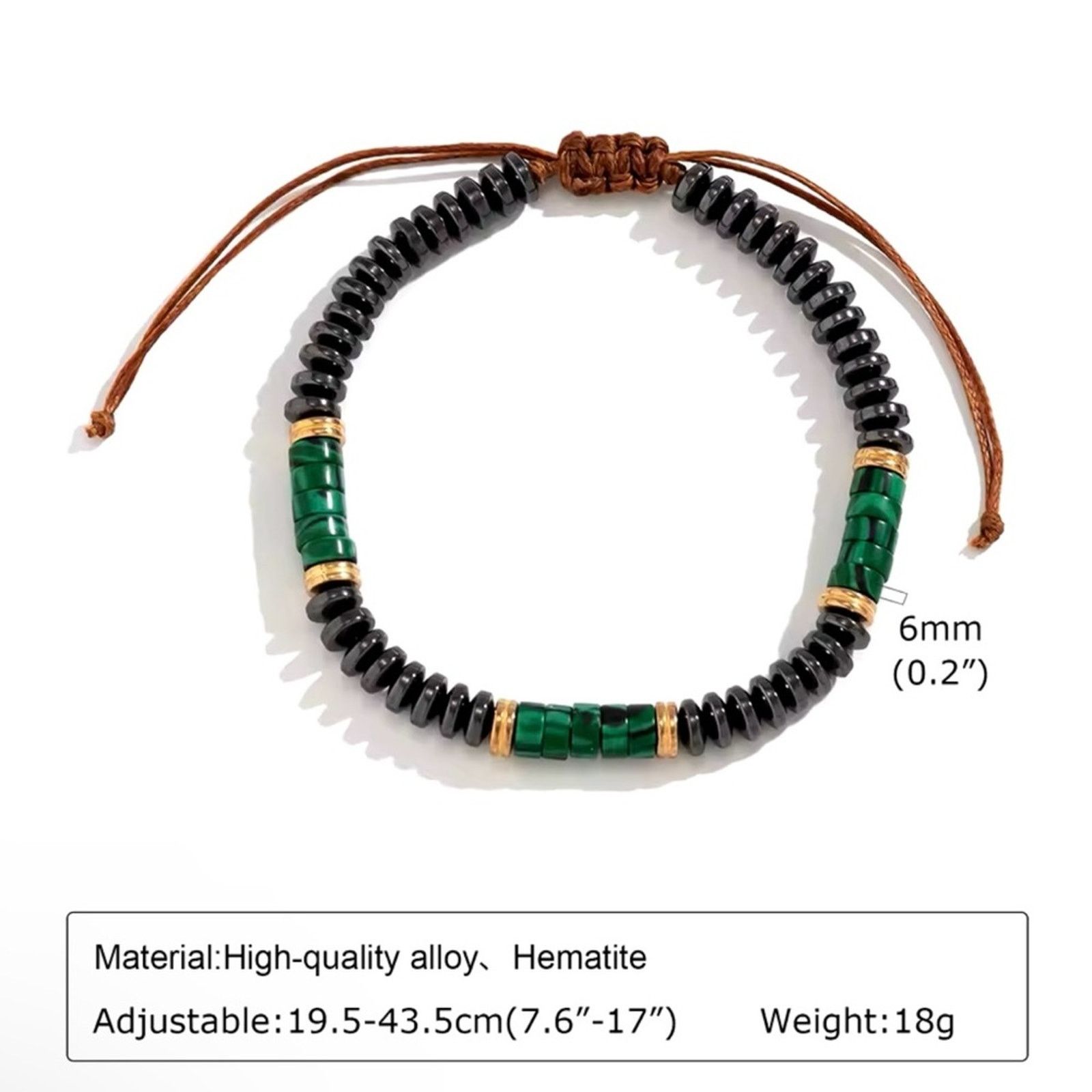Other 6mm Green Natural Stone Beaded Bracelets for Men Hematite Size ONE SIZE - 3 Thumbnail