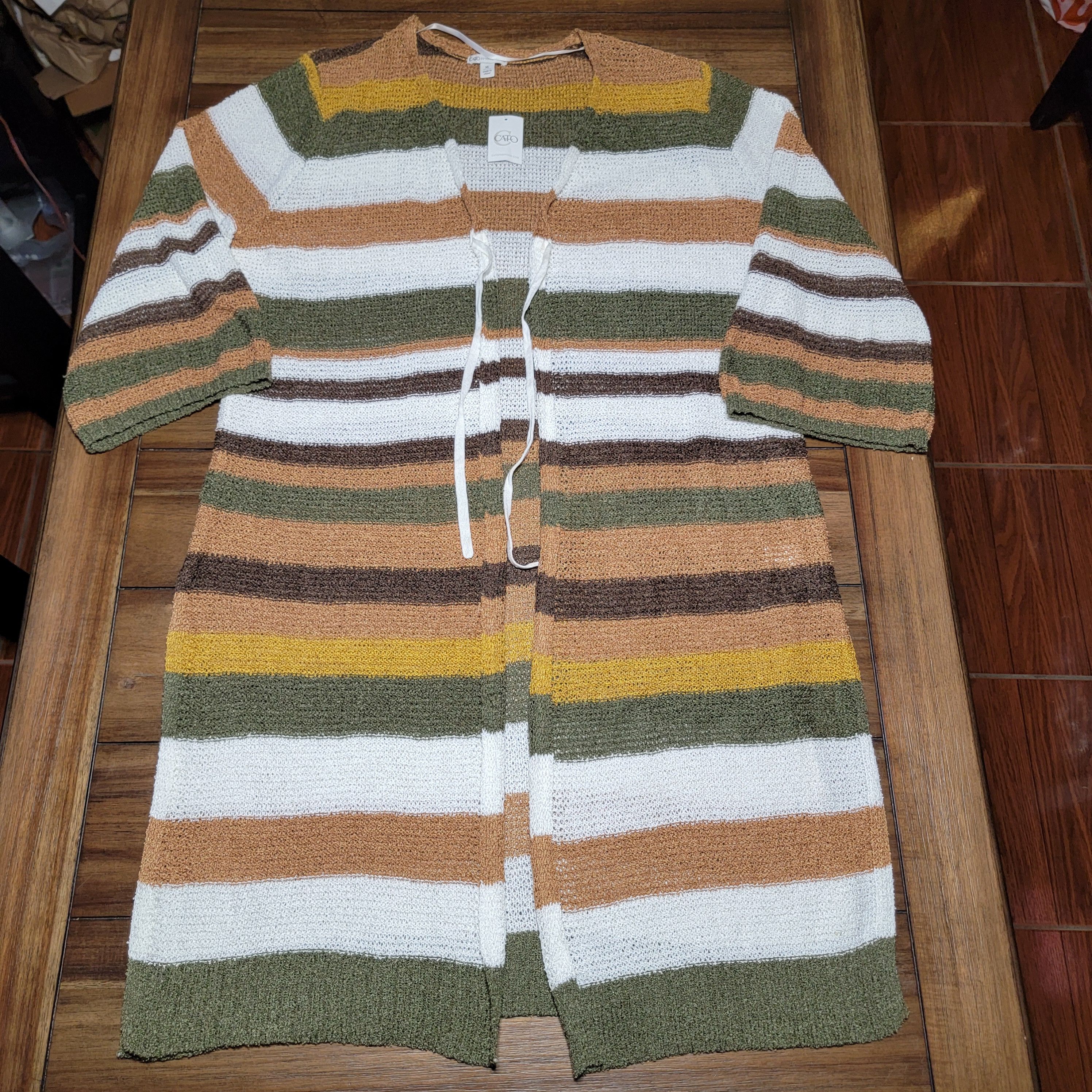 Other Cato Knit Brown Stripes Long Cardigan - Size XL NWT Size XL / US 12-14 / IT 48-50 - 1 Thumbnail