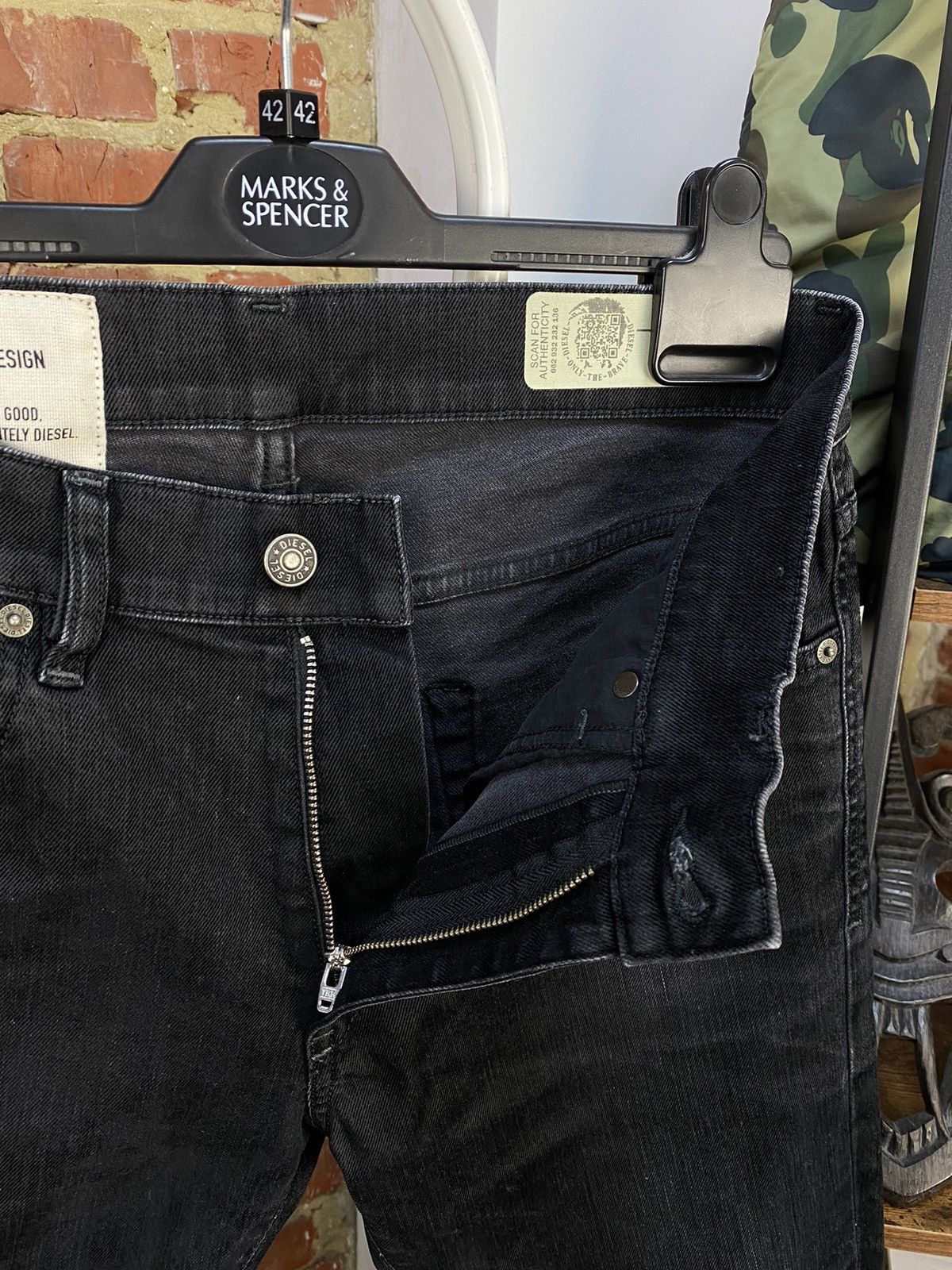 Diesel Diesel D-Strukt Tapered Stretch Black Jeans Size US 30 / EU 46 - 5 Thumbnail
