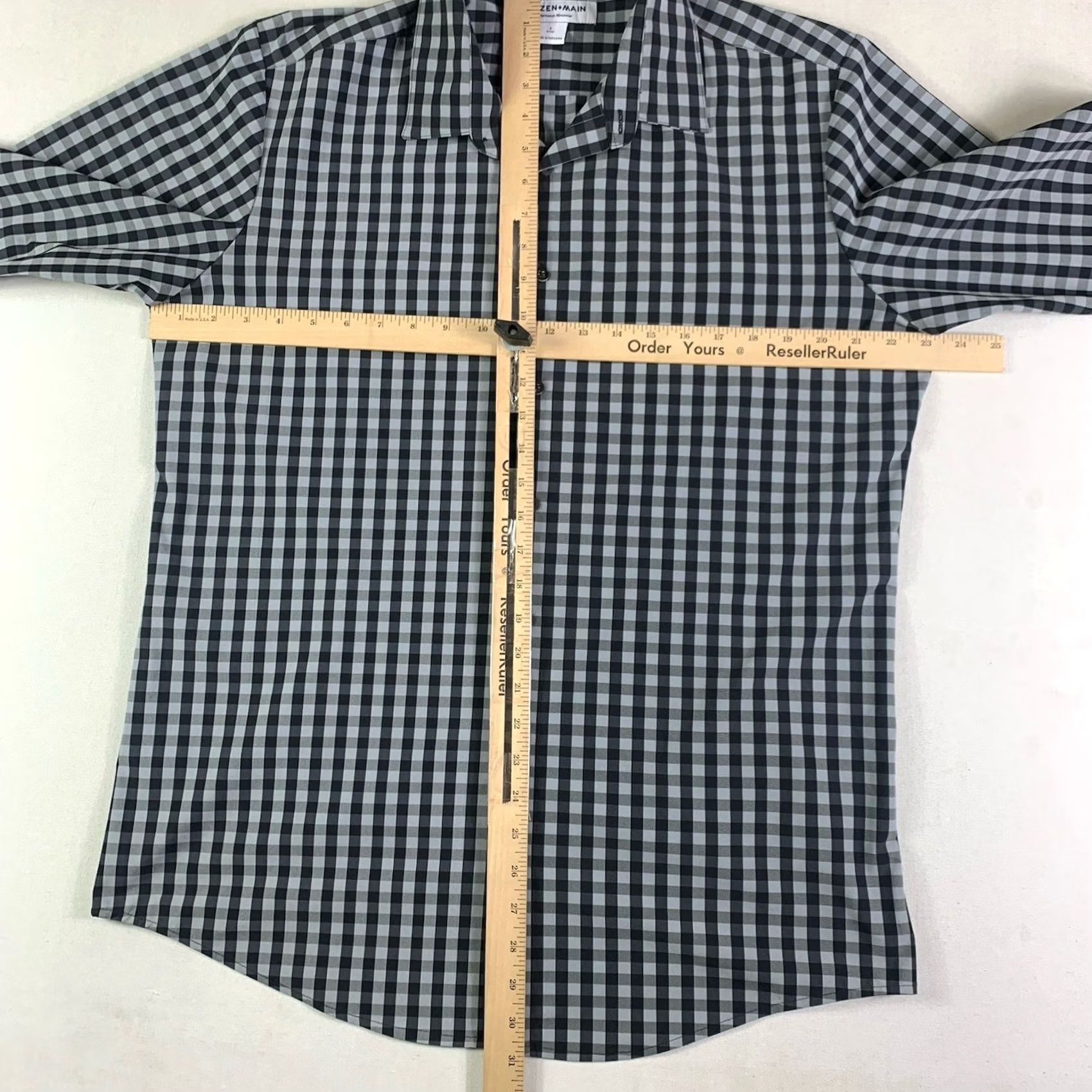 Mizzen+Main Mizzen+Main Mens Large Classic Fit Performance Shirt Gray Gingham Button-Up Long Sleeve Size US L / EU 52-54 / 3 - 3 Thumbnail