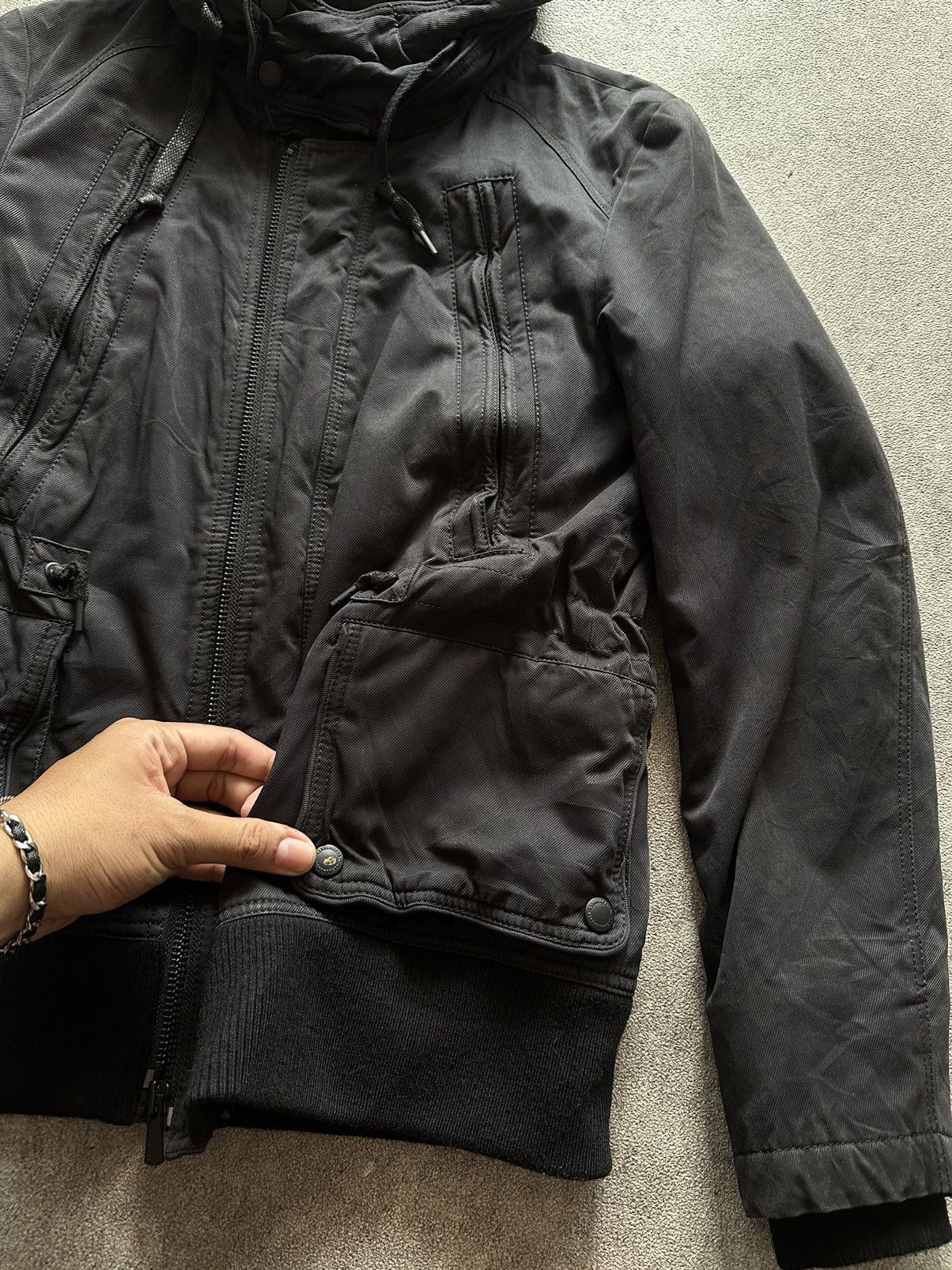 Neil Barrett Black Barret Neill Barret Coated Hooded Multipocket Jacket Size US S / EU 44-46 / 1 - 8 Thumbnail