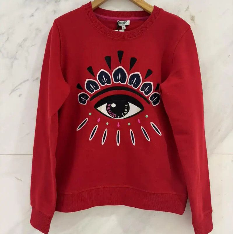 Kenzo KENZO Red Cotton Embroidered Long Sleeve Sweatshirt 0089 Size S / US 4 / IT 40 - 1 Thumbnail