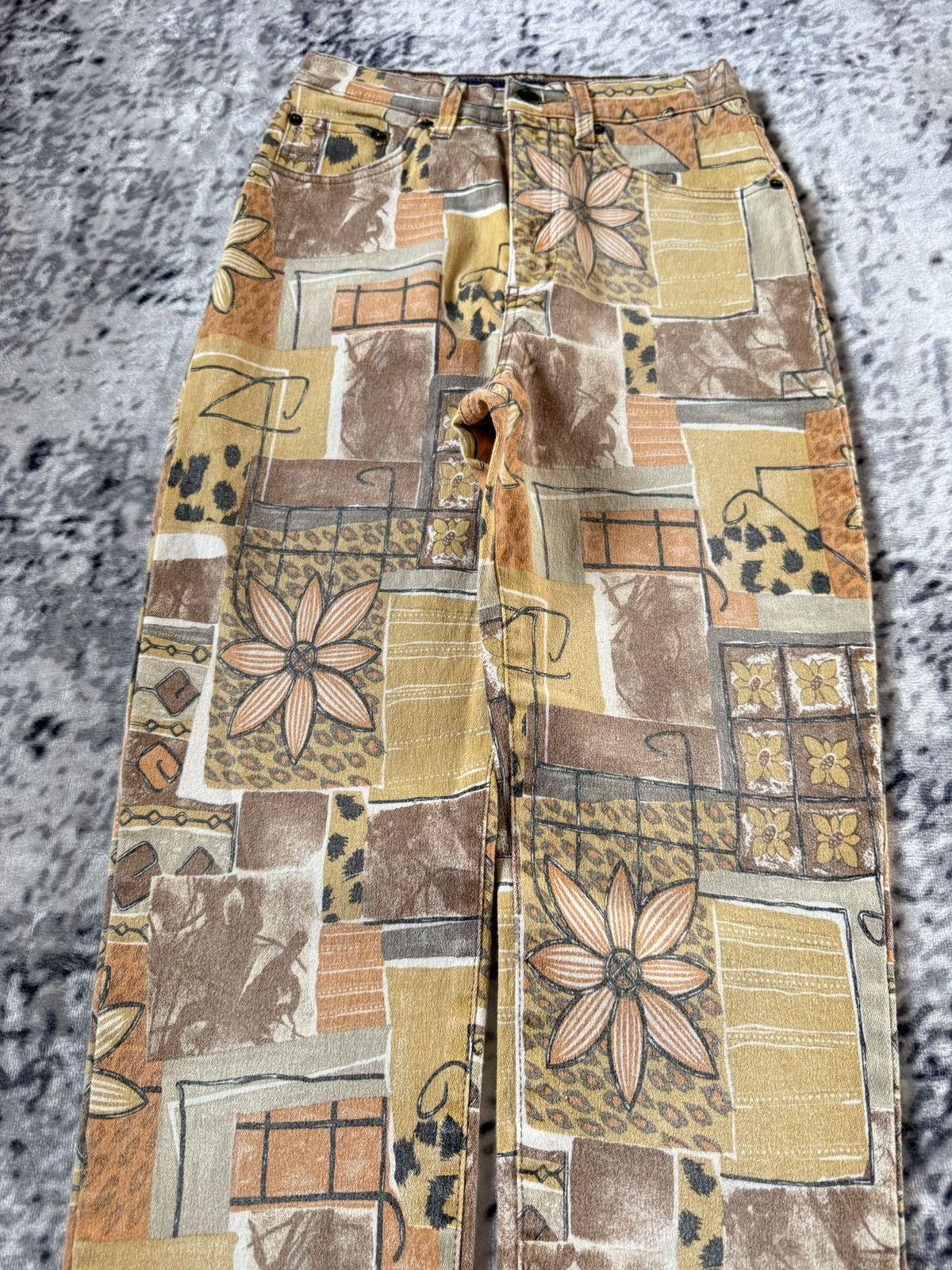 Other Angelo Marani Sun Flower Abstracts Art Denim Pants Size 26" / US 2 / IT 38 - 3 Thumbnail