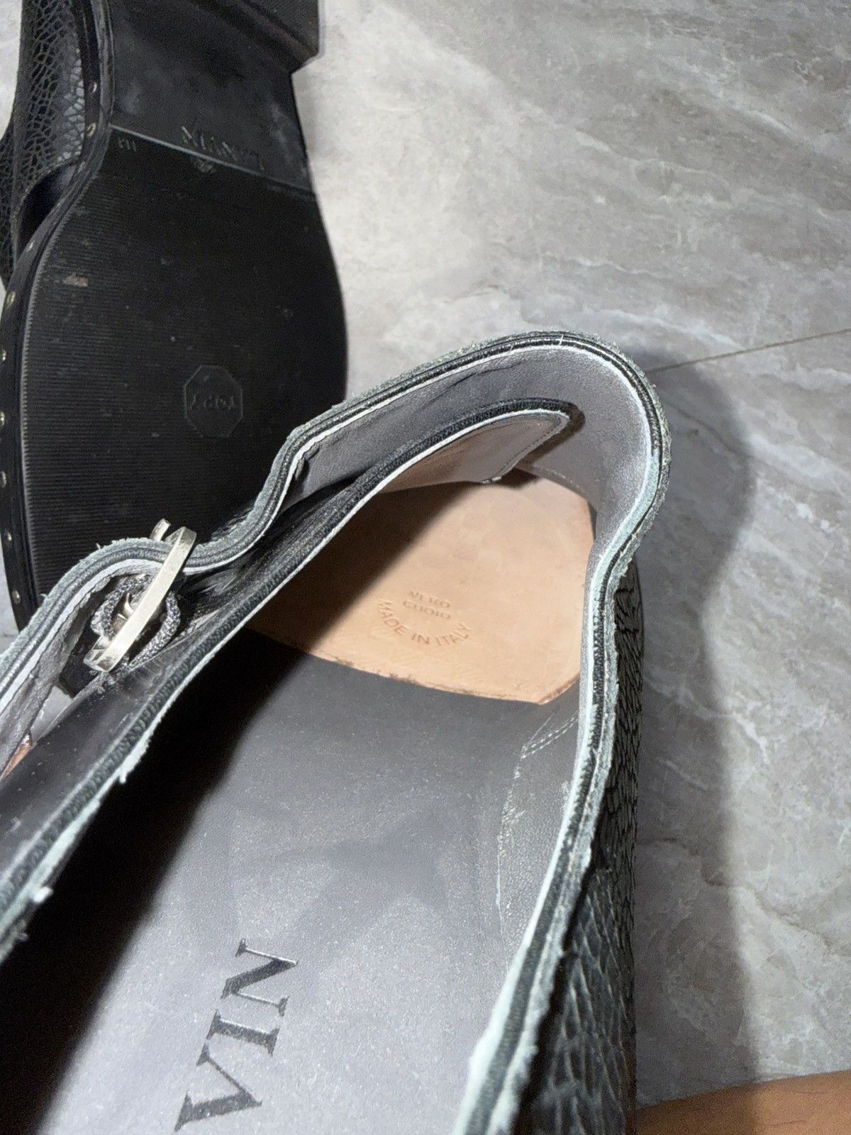 Lanvin Monk Strap With Braided Detail & Croc Embossed Shoes Size US 10 / EU 43 - 9 Thumbnail