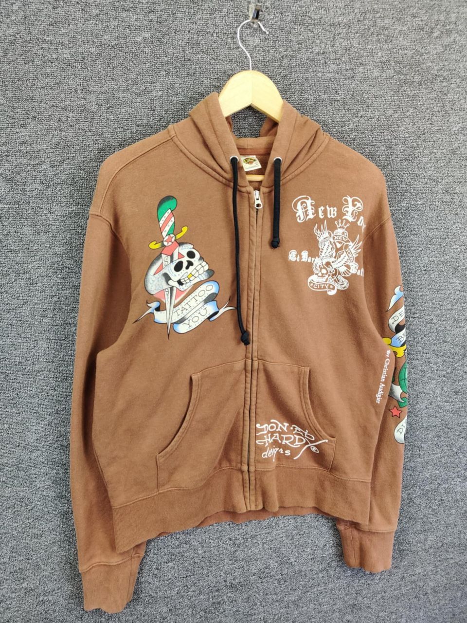Ed Hardy Vintage Ed Hardy Christian Audigier Zipper Hoodie Brown Size US M / EU 48-50 / 2 - 9 Thumbnail