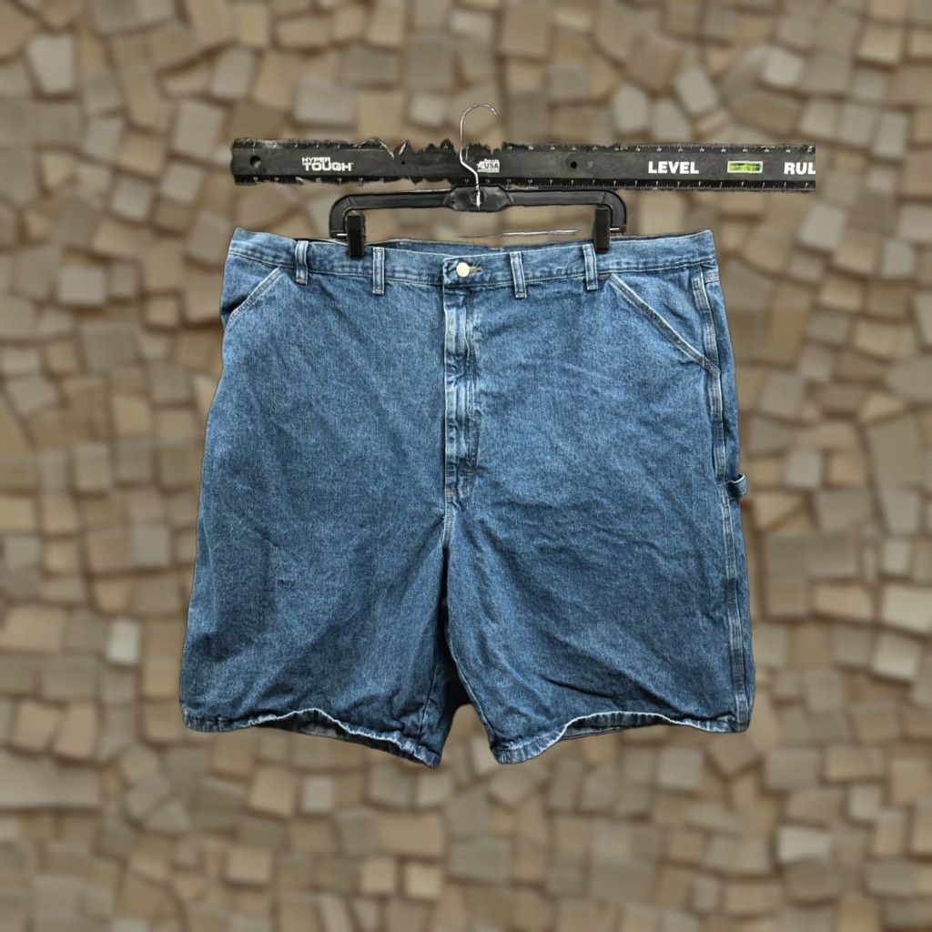 Wrangler Wrangler Original Carpenter Shorts Mens 46 Mid Rise Medium Wash Denim Bermuda 5-Pocket Belt Loops Blue Cotton Blend Regular Mens Size US 30 / EU 46 - 1 Thumbnail