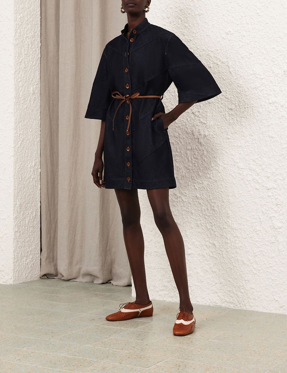 Zimmermann oc11z1025 Acacia Denim Mini Shirt Dress in Blue Size XS / US 0-2 / IT 36-38 - 4 Thumbnail