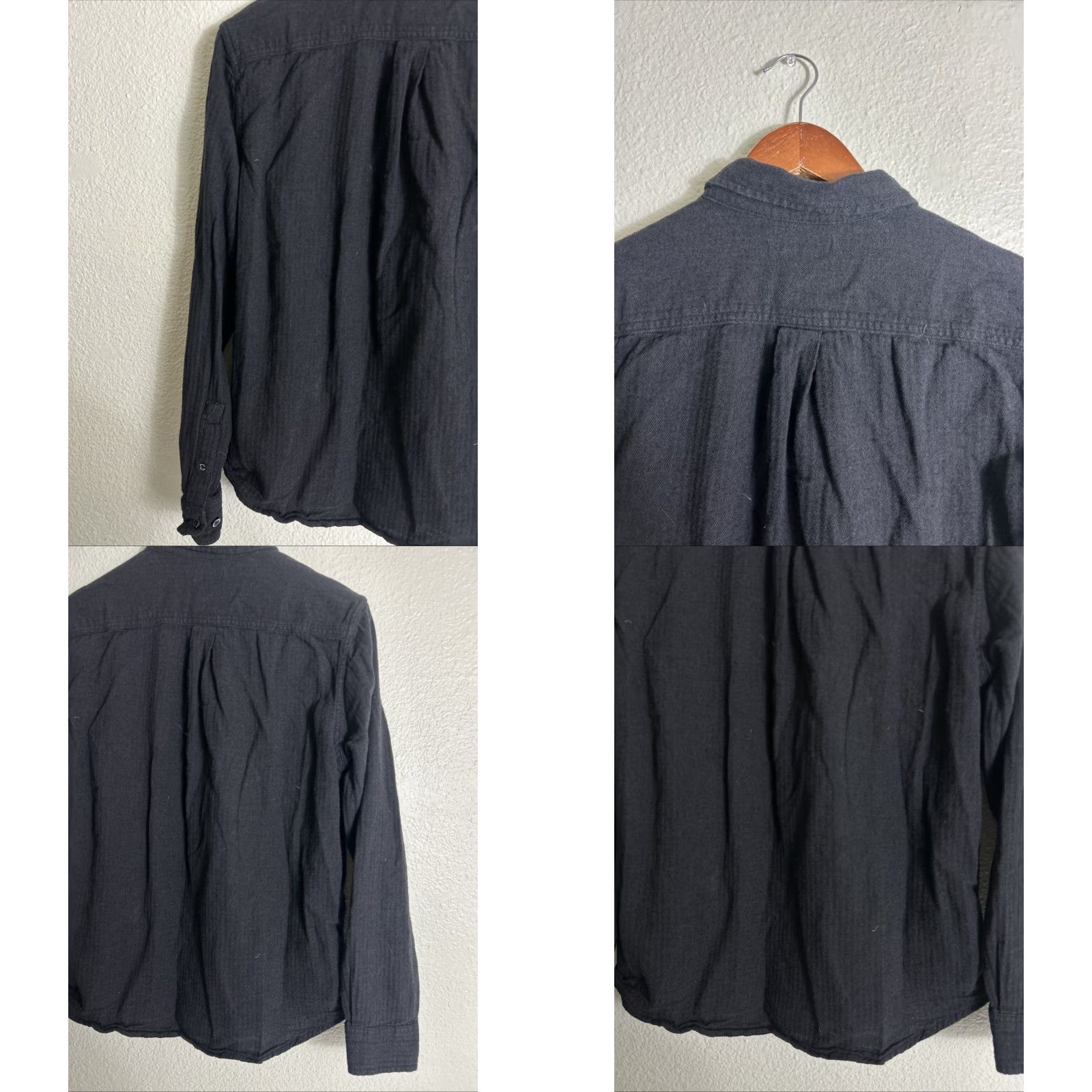 Eddie Bauer VINTAGE Eddie Bauer Mens Large Long Sleeve Button-Down Shirt Charcoal Houndstooth Cotton Size US L / EU 52-54 / 3 - 9 Thumbnail