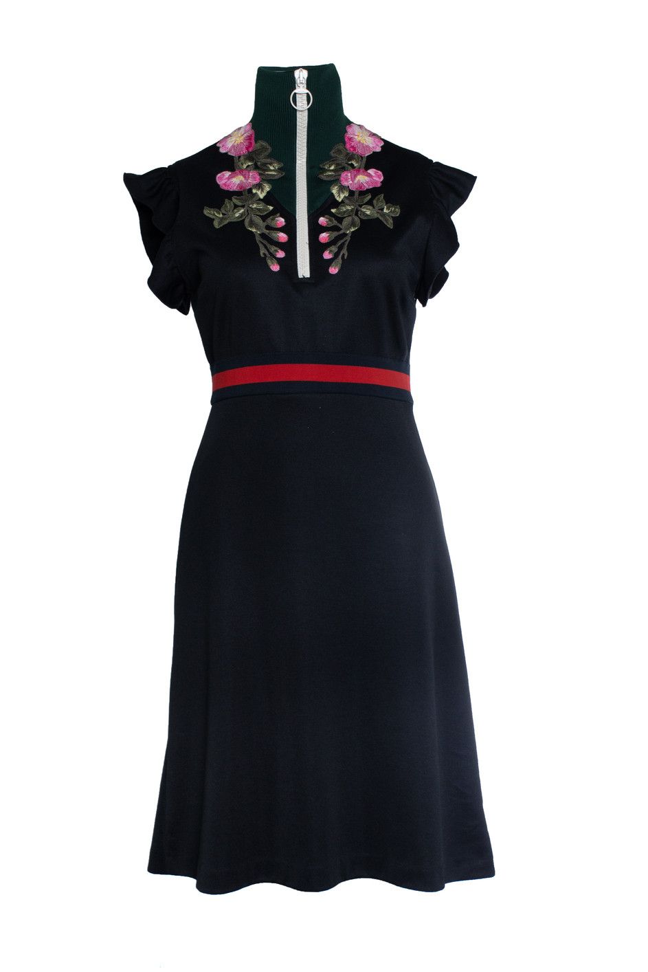 Gucci Gucci, black technical jersey floral turtle neck dress Size M / US 6-8 / IT 42-44 - 1 Thumbnail