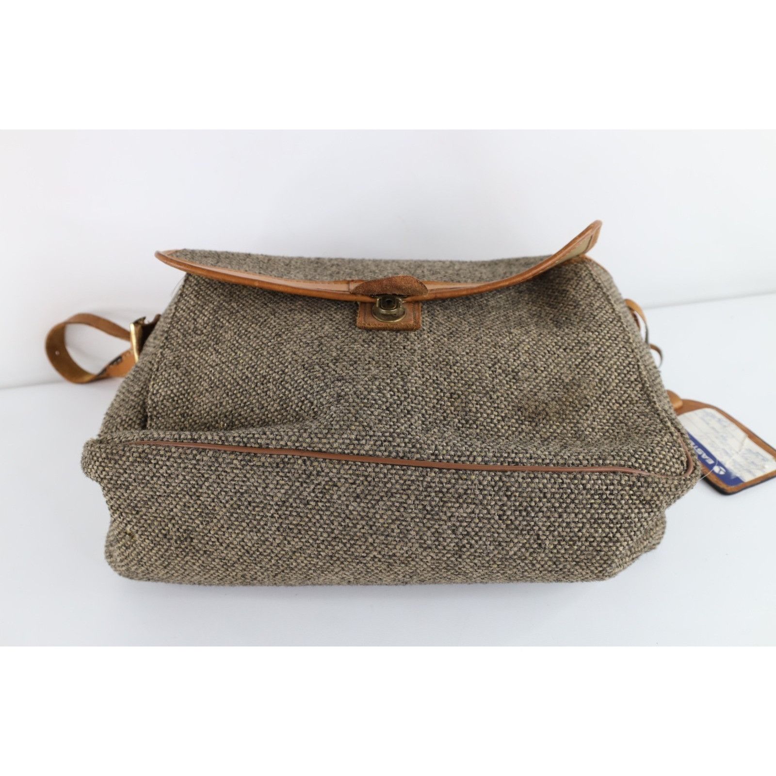 Vintage Vintage 70s 80s Streetwear Wool Tweed Leather Messenger Bag Size ONE SIZE - 7 Thumbnail
