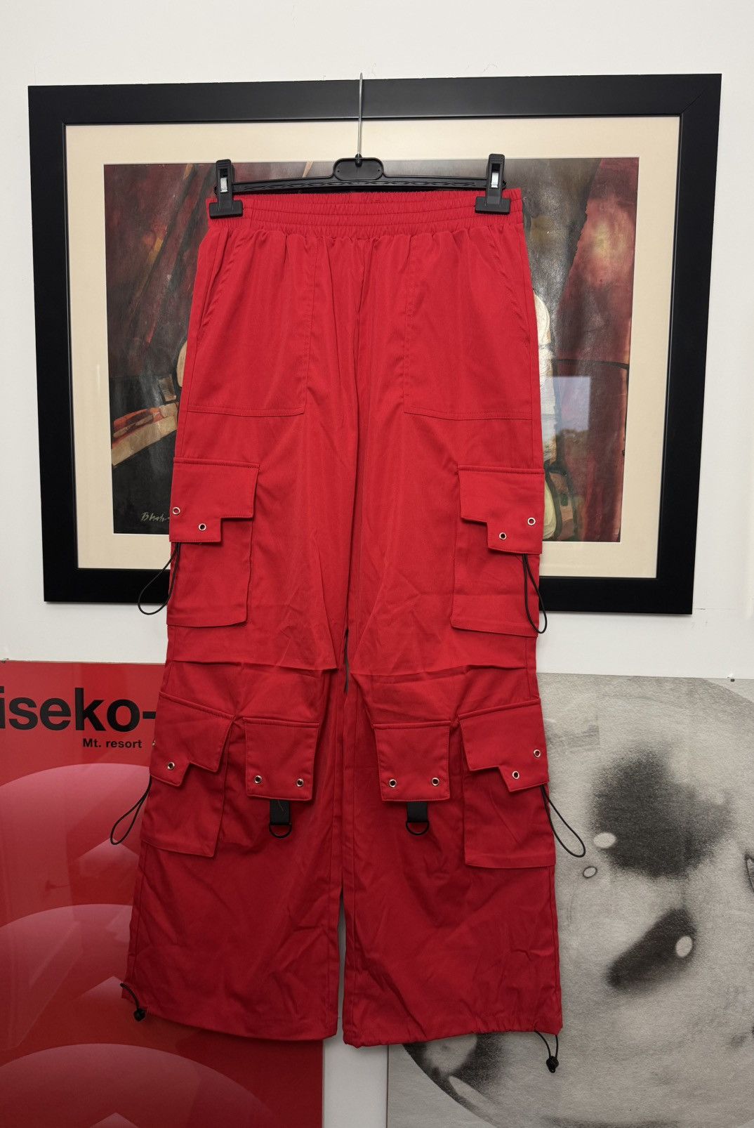 Vintage Vintage Y2K Tripp NYC style Cargo Pants Red Avant Garde Hype Size US 34 / EU 50 - 1 Thumbnail