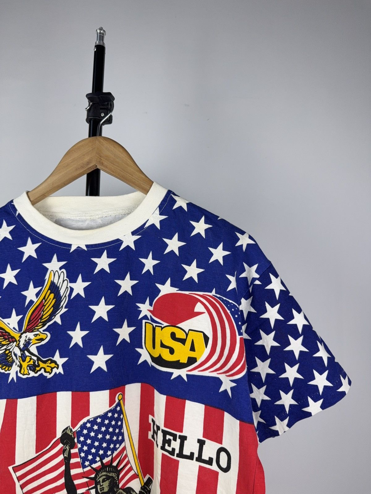 Vintage Vintage 90s USA Flag All Over Print T-Shirt Statue & Dollar Size US M / EU 48-50 / 2 - 2 Thumbnail