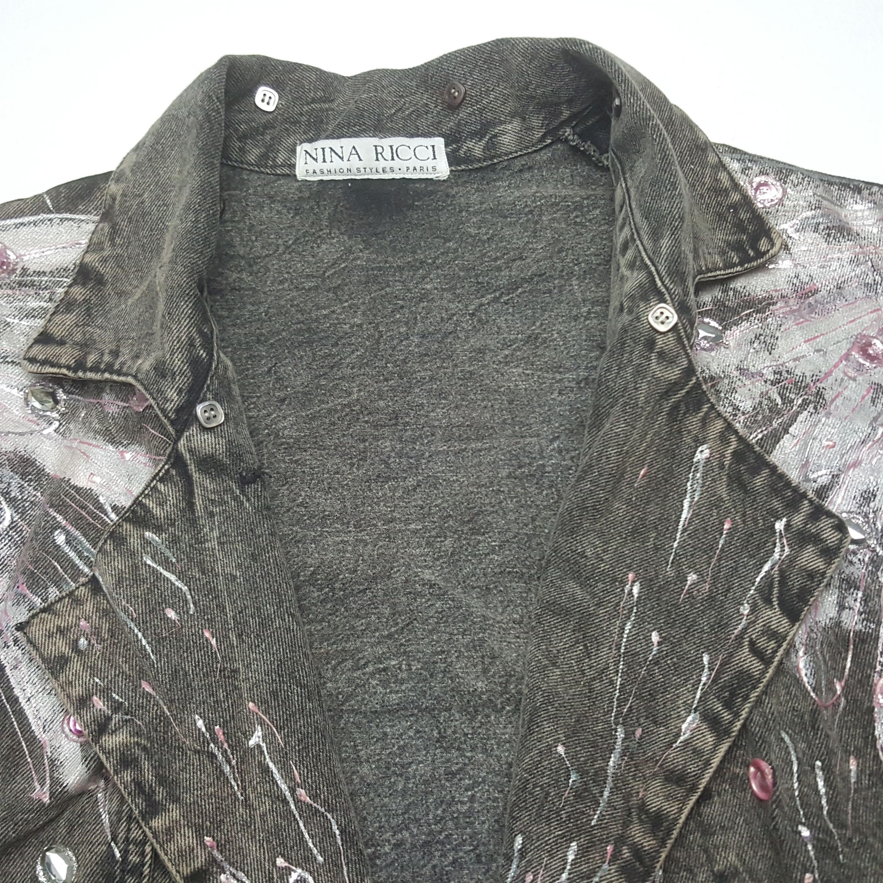 Nina Ricci VIntage Nina Ricci Art Avant Garde Denim Jacket C310N16 Size L / US 10 / IT 46 - 5 Thumbnail