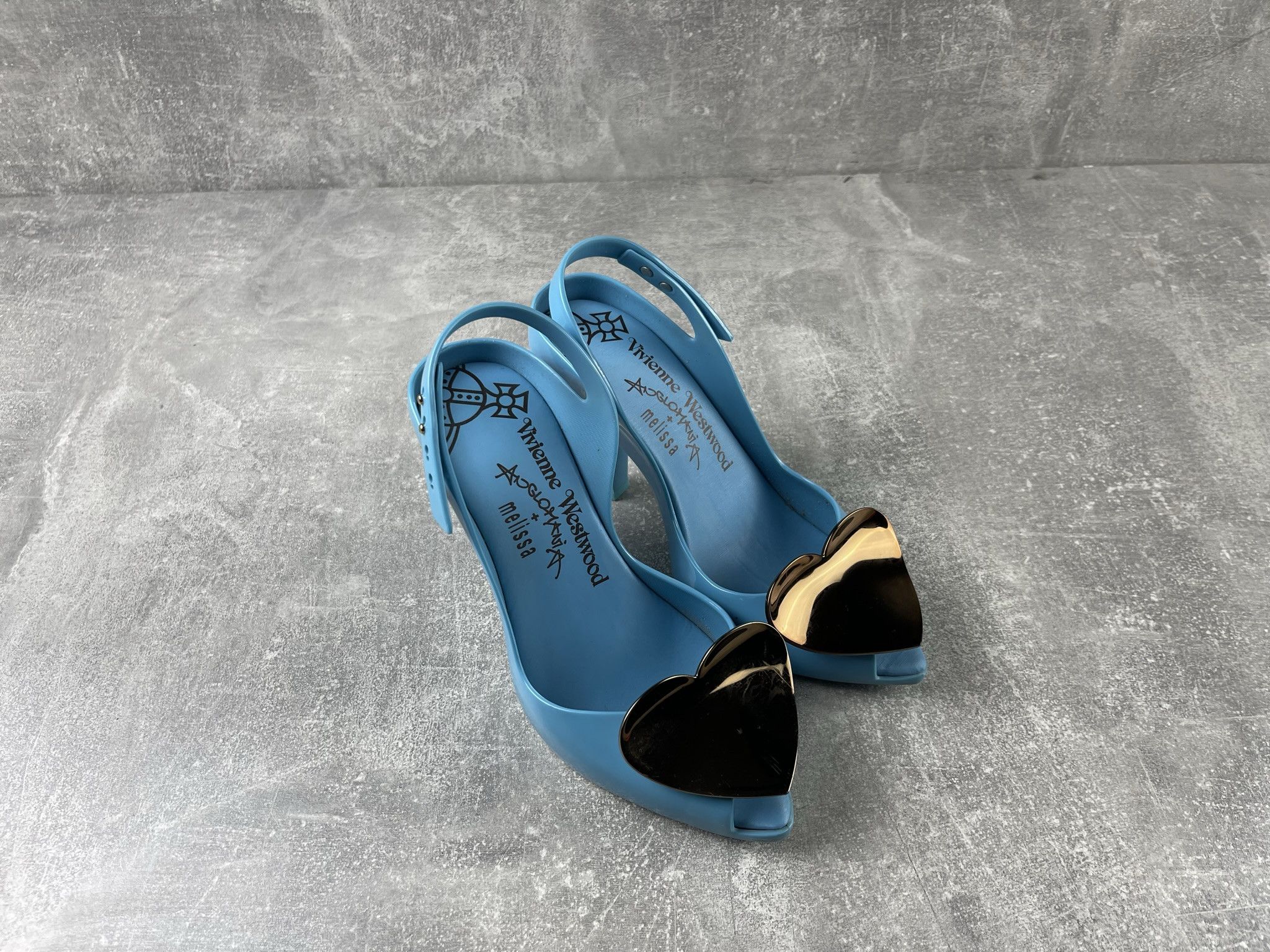 Melissa × Vivienne Westwood Vivienne Westwood ANGLOMANIA Melissa Heart Blue Heels Pumps Size US 8 / IT 38 - 3 Thumbnail