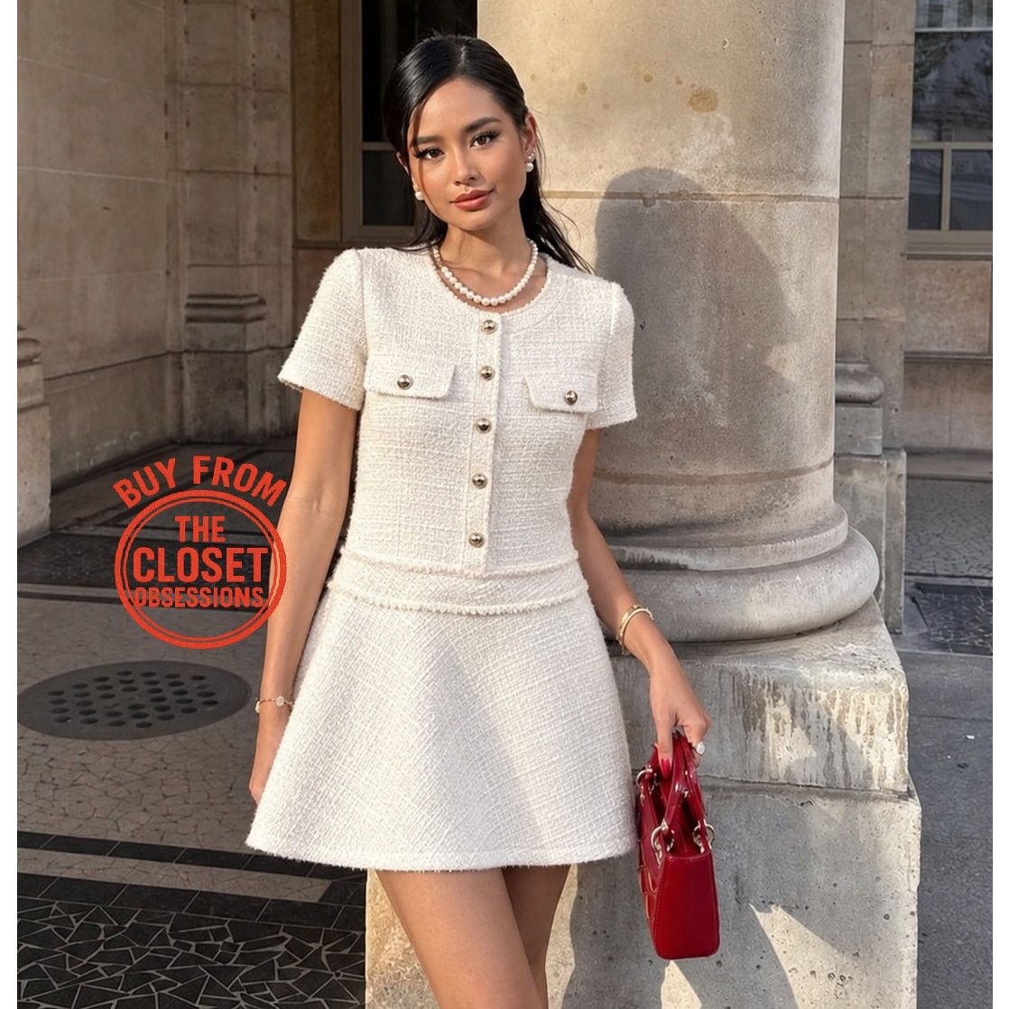 zara cream tweed dress Zara NWT White Collared Fitted Pleated Mini M 颜色:black Wrap London - Short AGAW25 Zara womens Detalji sa umecima