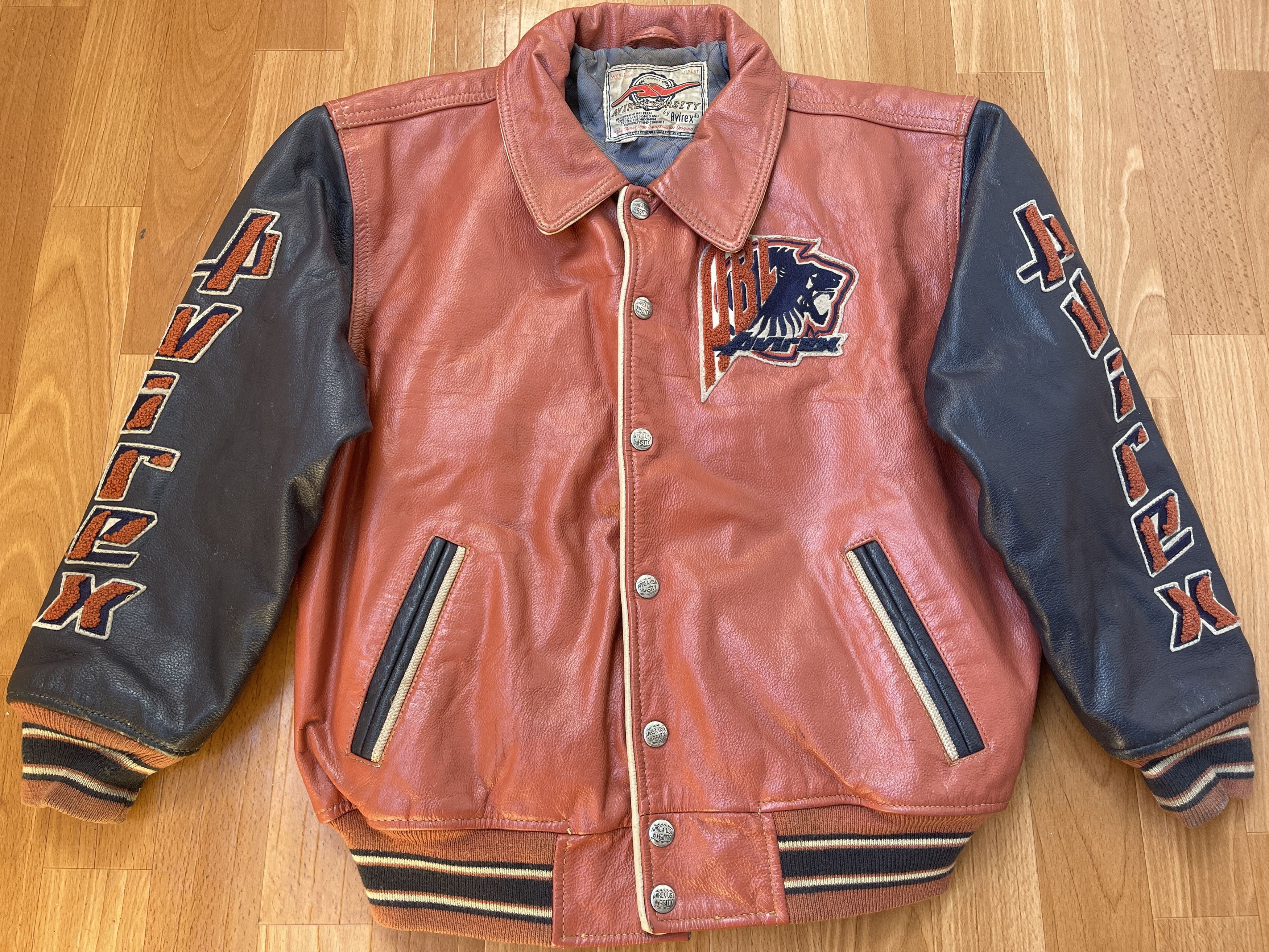 Avirex AVIREX leather jacket, Black Lions, vintage, 90s hip hop XS Size US XS / EU 42 / 0 - 6 Thumbnail