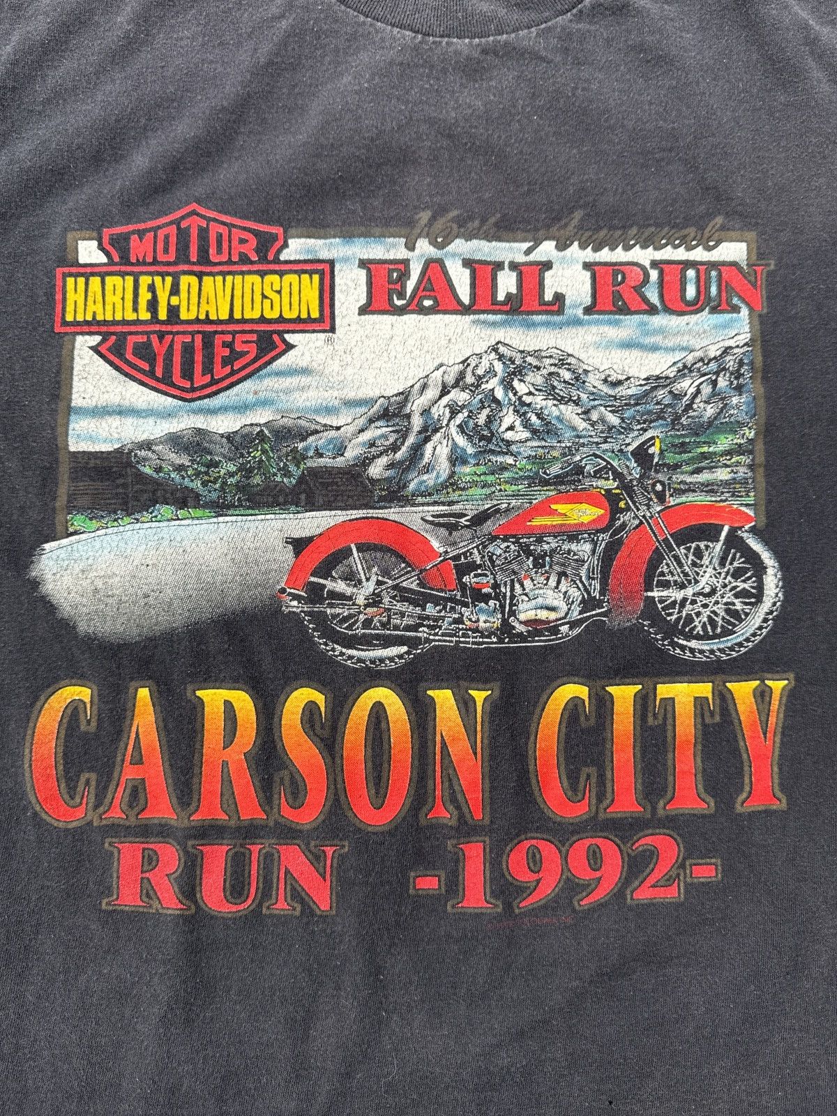 Harley Davidson Vintage 1992 Harley Davidson Carson City Fall Run T Shirt XL Size US XL / EU 56 / 4 - 7 Thumbnail