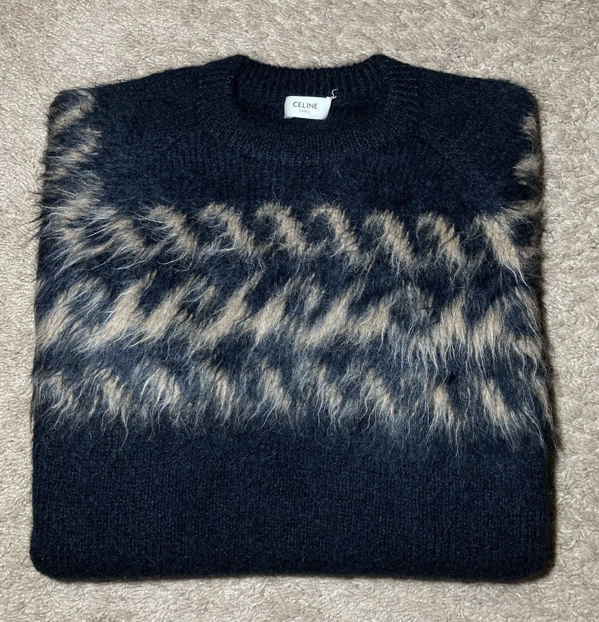 Celine AW20 Celine Brushed Alpaca Shaggy Sweater Animal Brown Hedi Size US L / EU 52-54 / 3 - 1 Thumbnail