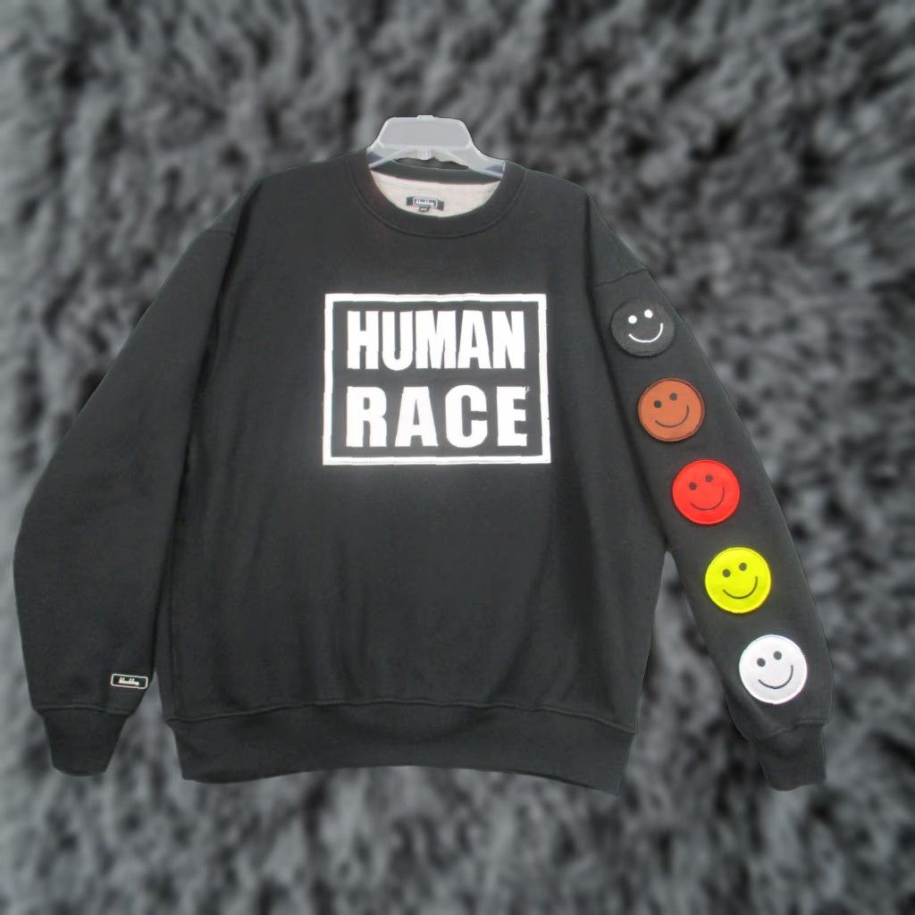 Vintage Blacktag Sweatshirt Men 2XL Black Graphic Print Human Race Smiley Patch Crewneck Pullover Size US XXL / EU 58 / 5 - 1 Thumbnail