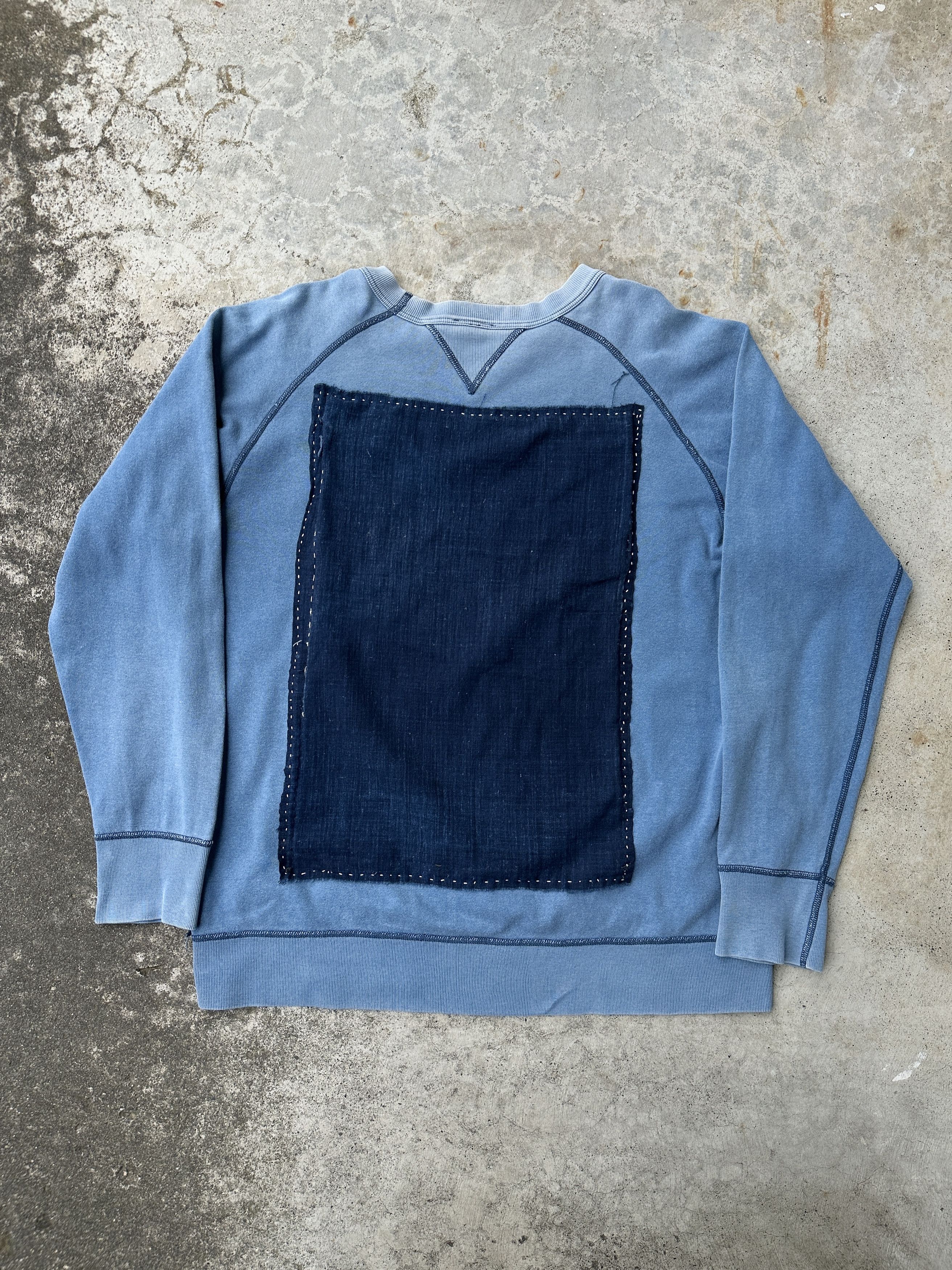 Vintage Boro Patchwork Sashiko Sunfade Sweatshirt Indigo Kountry Size US L / EU 52-54 / 3 - 2 Thumbnail