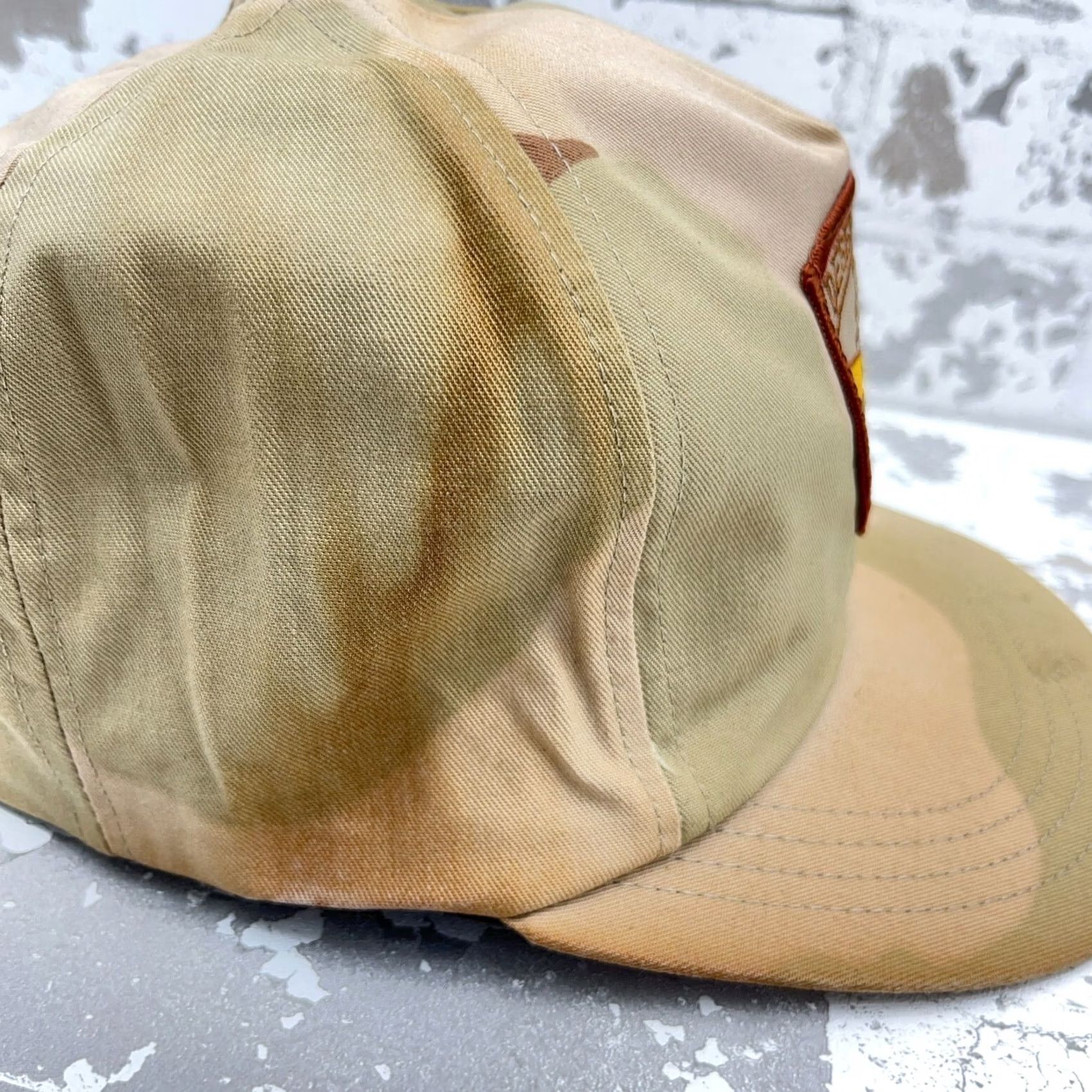 Vintage VINTAGE Desert Storm Hat Cap Snap Back USA Tan Military Army Camo Patch War 90s Mens Adjustable Brown Twill Cotton Hat Size ONE SIZE - 7 Thumbnail