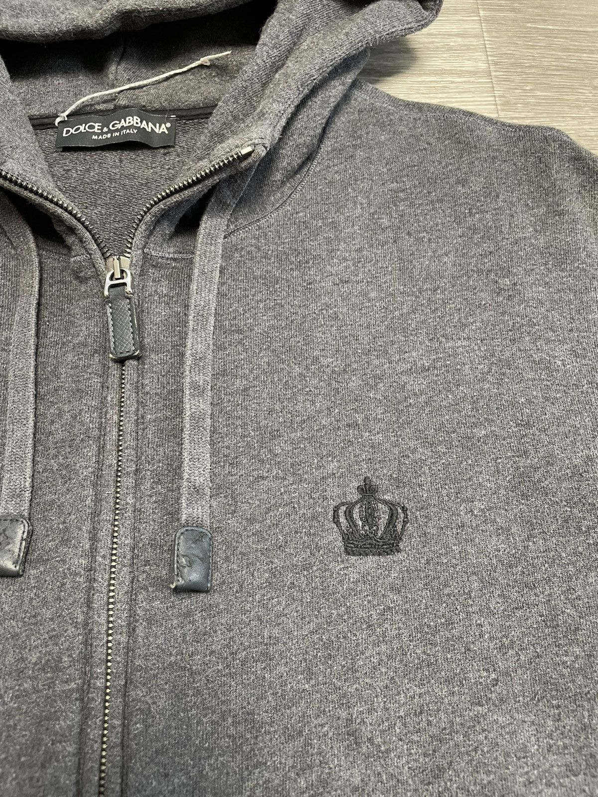 Dolce & Gabbana Dolce Gabbana Embroidered Crown Logo Zip-Up Hoodie Gray Size US L / EU 52-54 / 3 - 6 Thumbnail