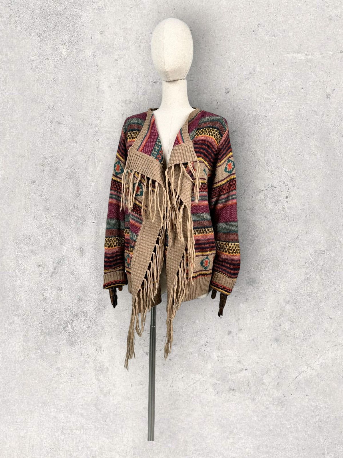 image of Ivko Open Front Avant Garde Cardigan Fringe, Women's (Size Small)