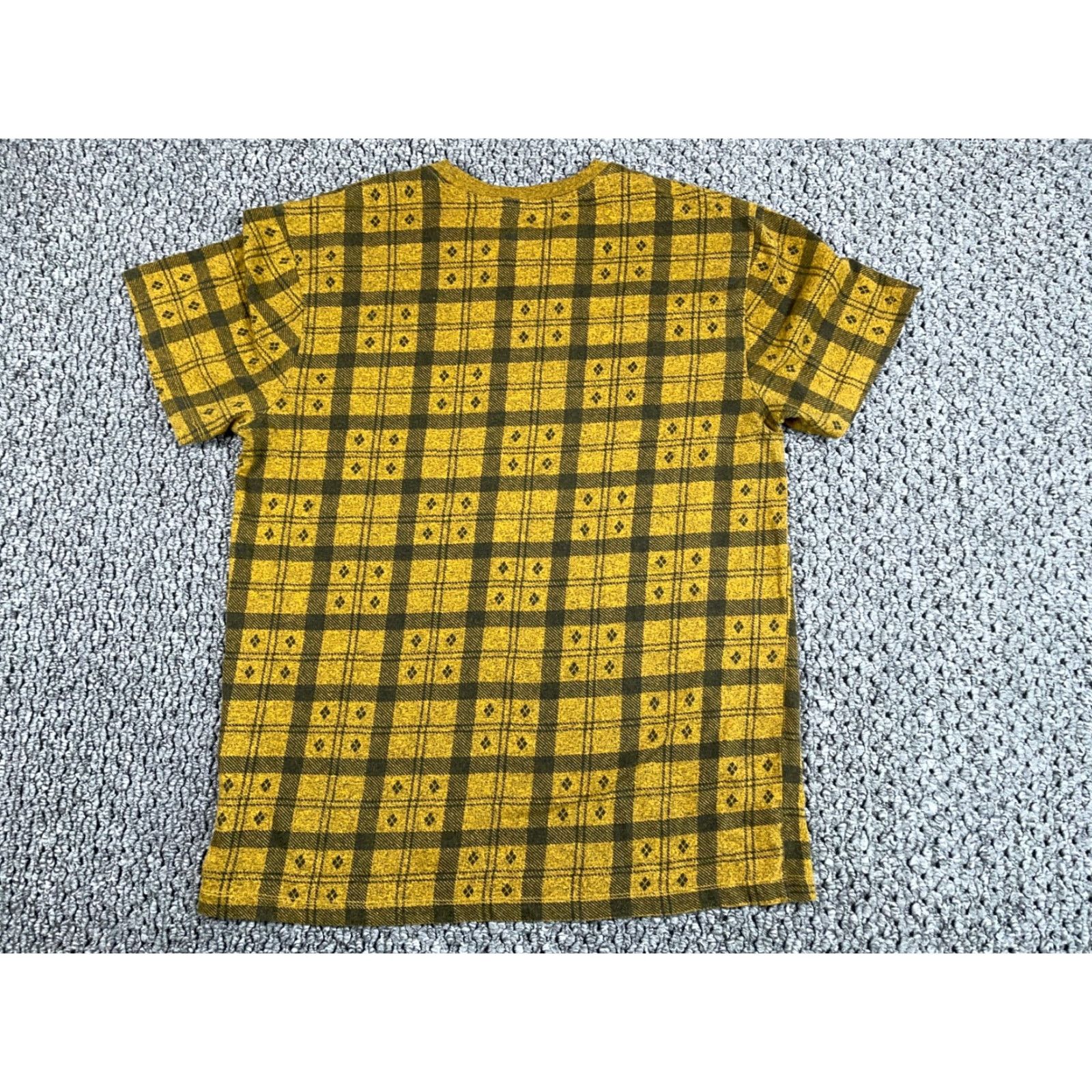 Vintage Knickerbocker T-Shirt Adult XL Dark Yellow Check Geometric Pattern Cotton Blend 90s Retro Mens Size US XL / EU 56 / 4 - 2 Thumbnail