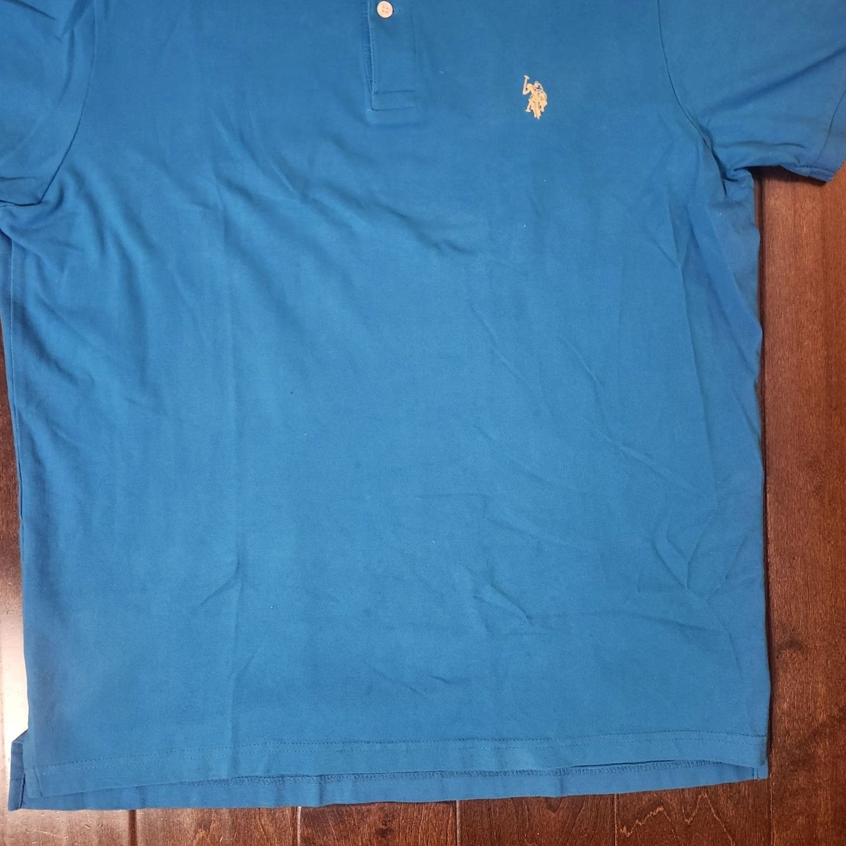 Vintage US Polo Assn. Men's Polo Shirt Blue Short Sleeve Large Regular Cotton Solid Collared Logo Sports Golf Walking Travel Casual Spring Summer Fall Mens Size US L / EU 52-54 / 3 - 3 Thumbnail