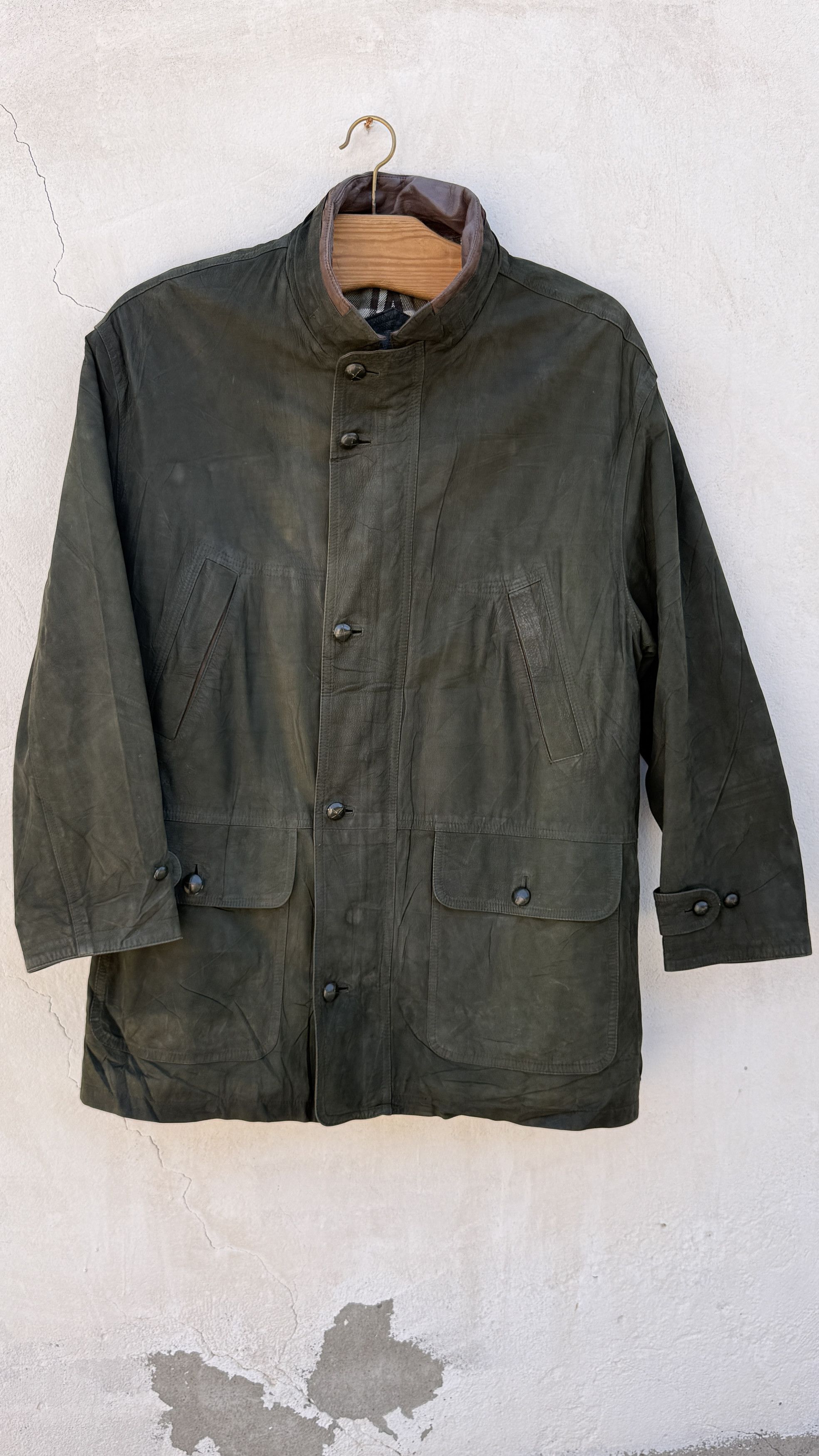 Burberry 🔥 Burberrys down jacket leather parka western Size US L / EU 52-54 / 3 - 2 Thumbnail