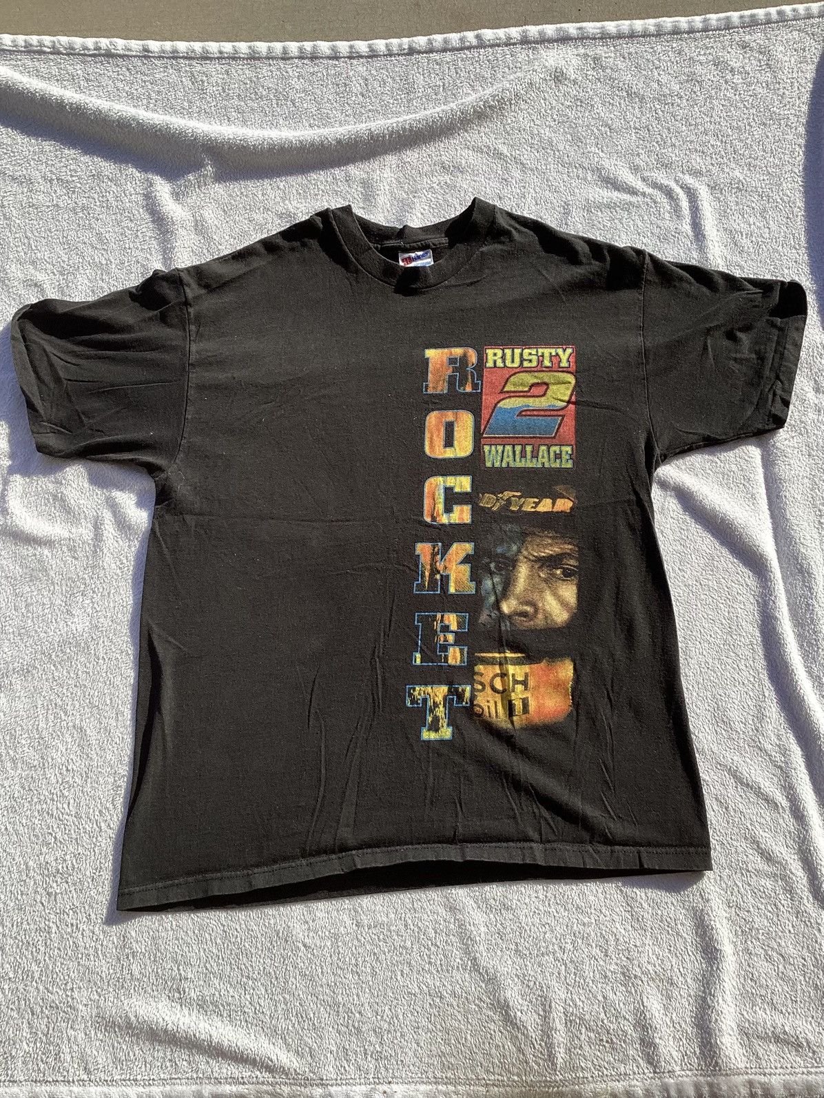 NASCAR Vtg 96 Rusty Wallace rocket Miller NASCAR single stitch tee Size US XL / EU 56 / 4 - 3 Thumbnail
