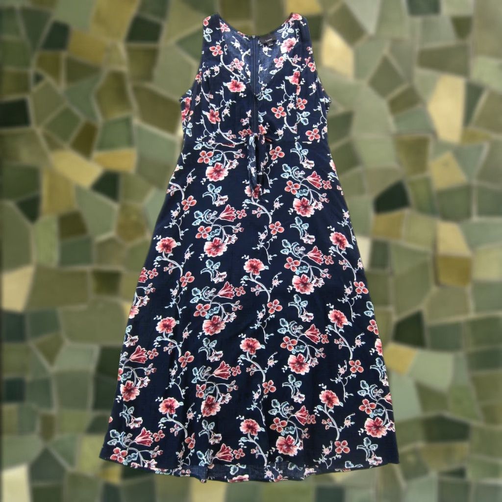 Vintage Lumiere Anthropologie Floral Long Maxi Tank Sun Dress Blue L 100% Rayon Women's Gown Size L / US 10 / IT 46 - 1 Thumbnail